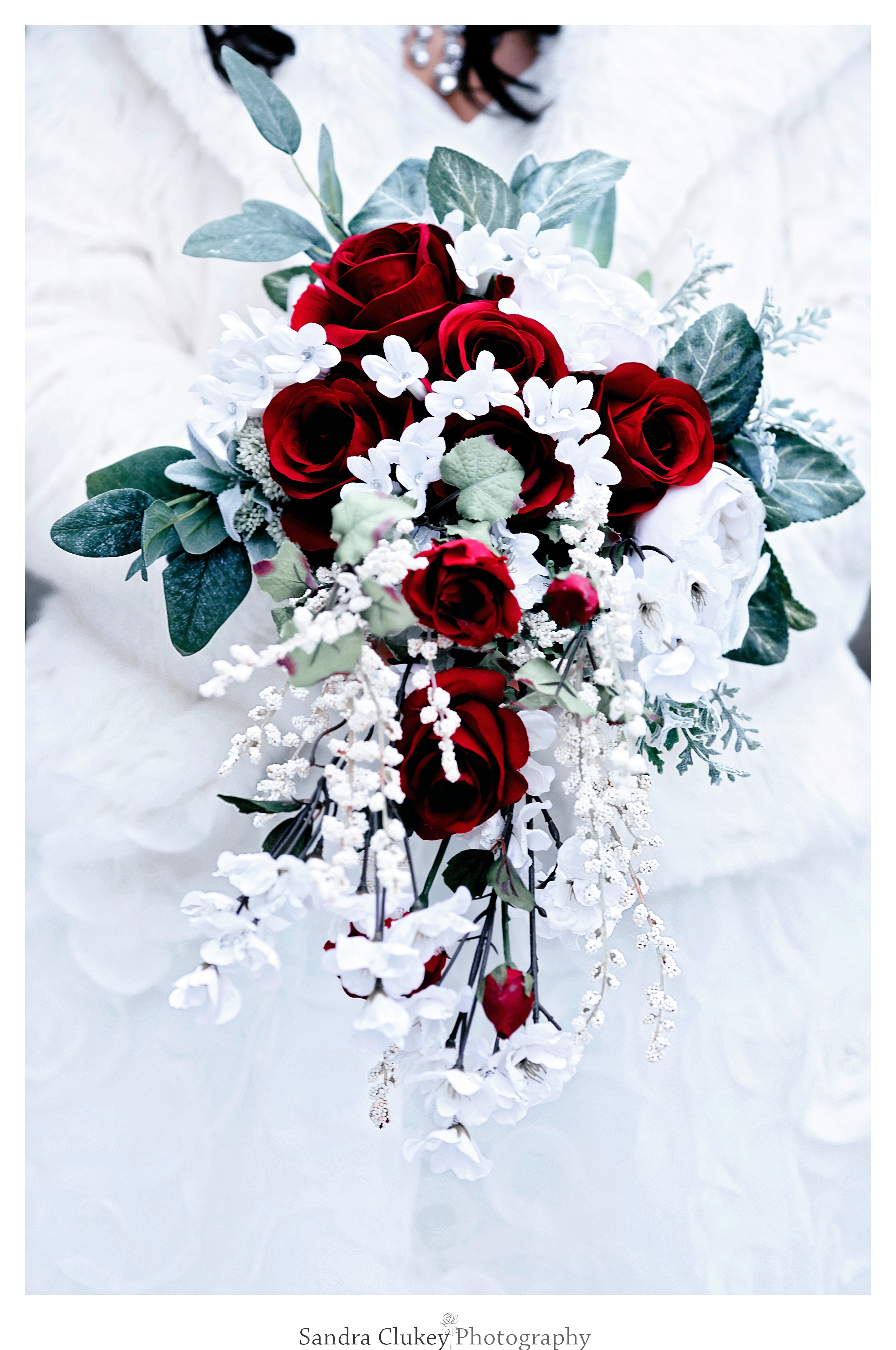 Extraordinary red and white bridal Bouquet. Lee University Chapel, Cleveland TN