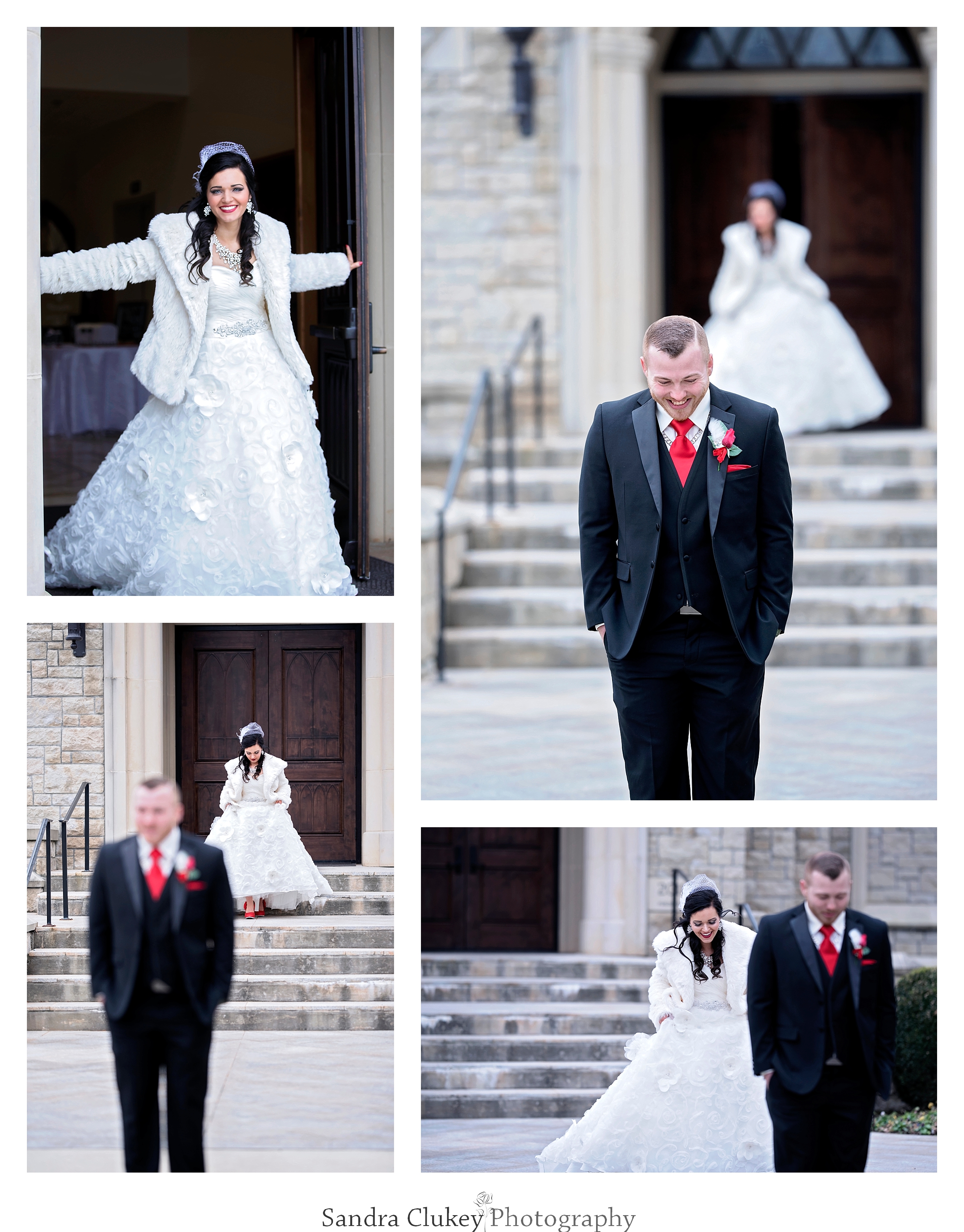 Wedding day first look with bride and groom at Lee University Chapel, Cleveland TN