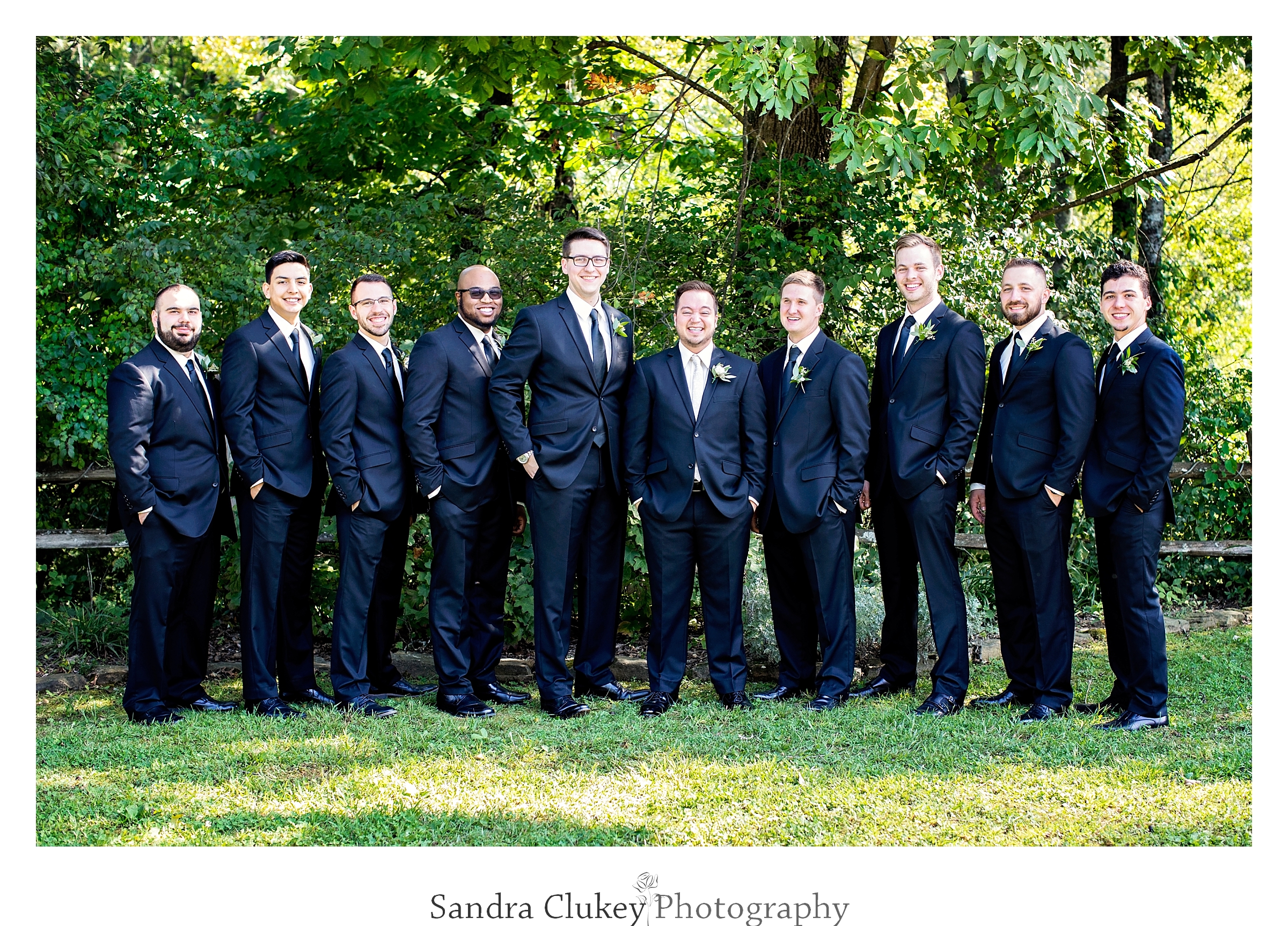 Groom and wedding party at Tennessee RiverPlace, Chattanooga TN