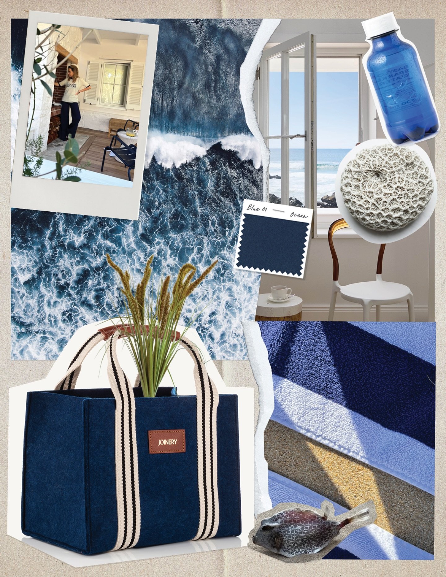 Ocean blue collage for the launch of the new colour way Mini Box Tote. ✂️
