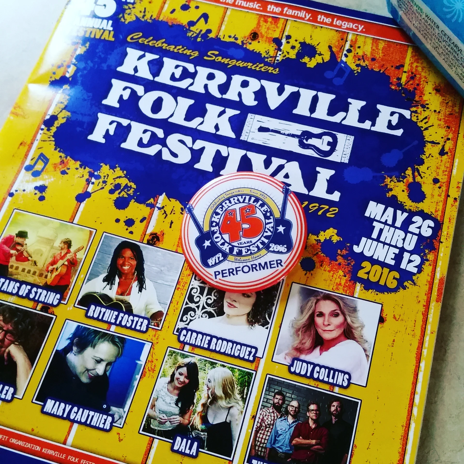 My performer button gave me special backstage powers! I loved being part of this festival.