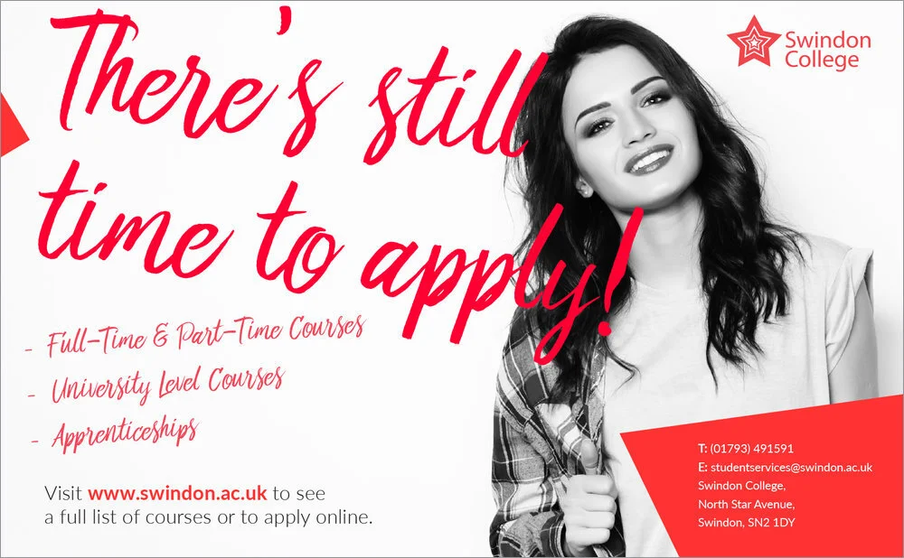 Press advert to encourage registration for late students.