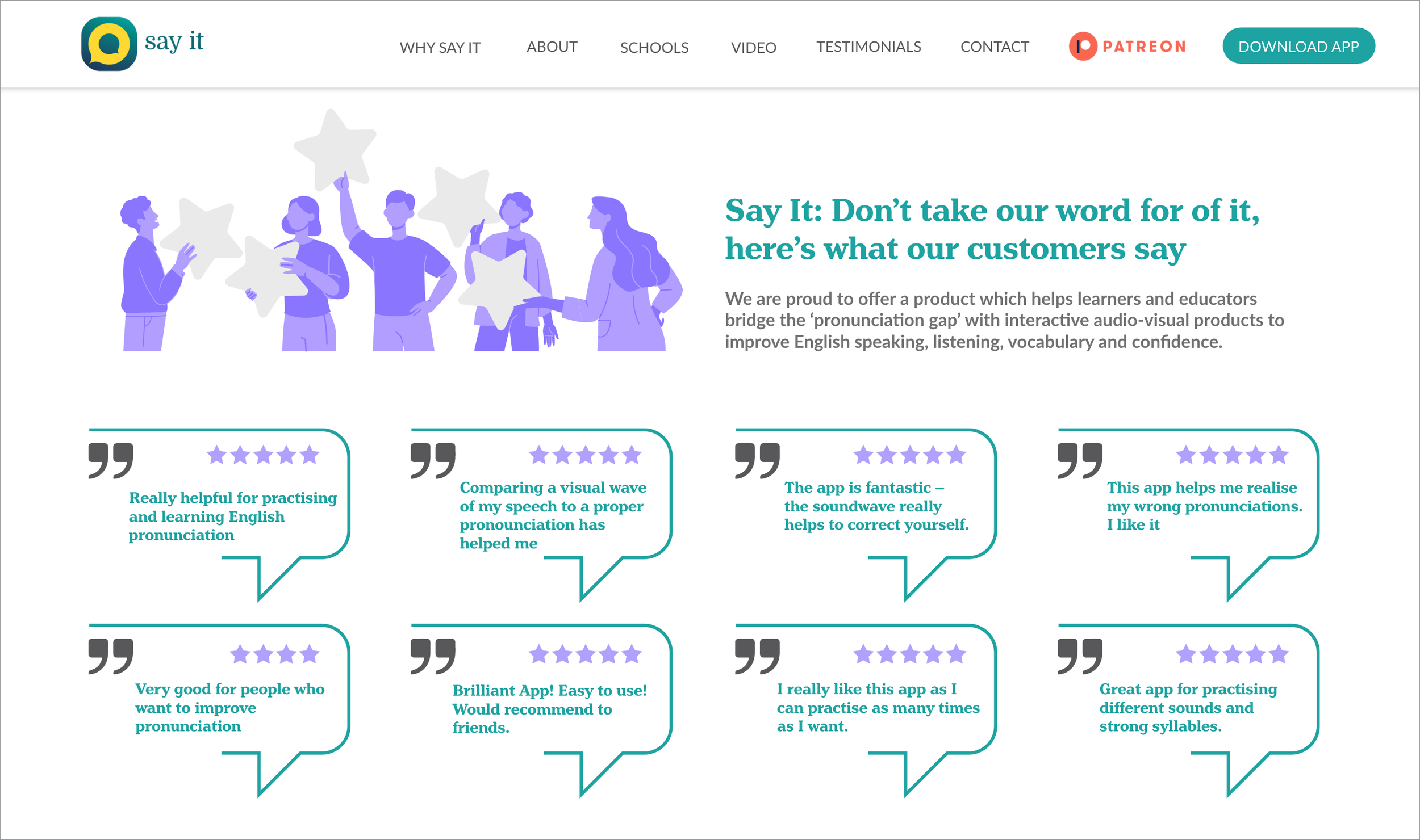 Testimonials page