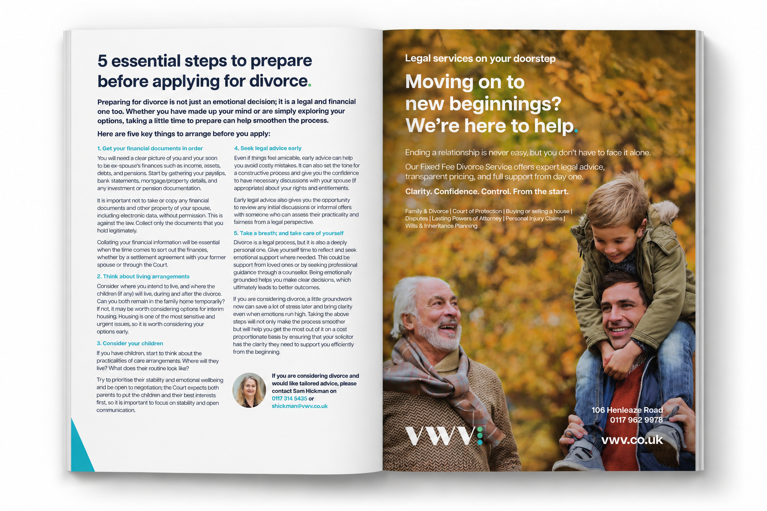  A visually engaging advertorial double-page spread created for a local magazine, carefully designed to align with the core brand identity while presenting information in a clear and engaging format. The layout combines strong visual hierarchy, impac