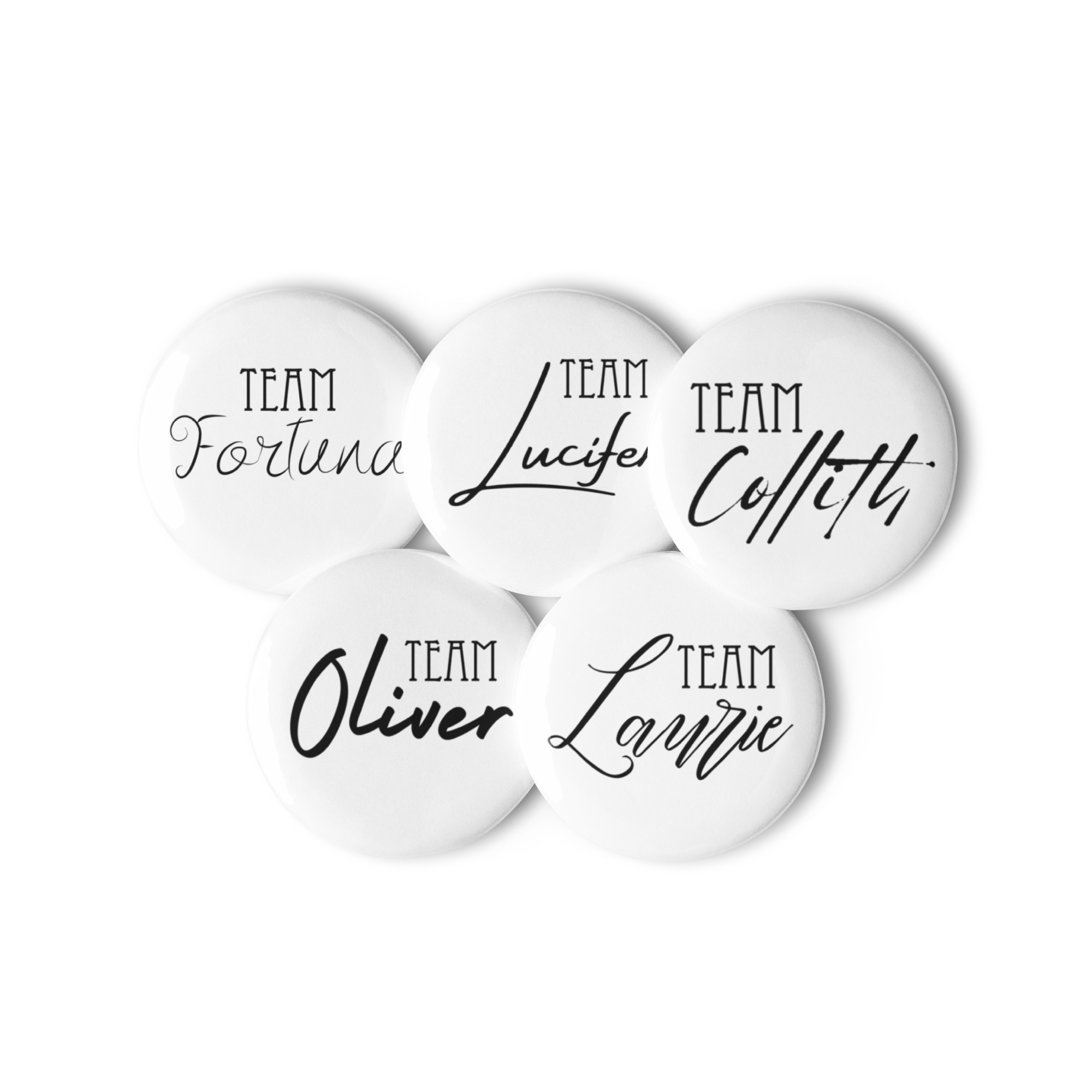 Set of Fortuna Sworn pin buttons