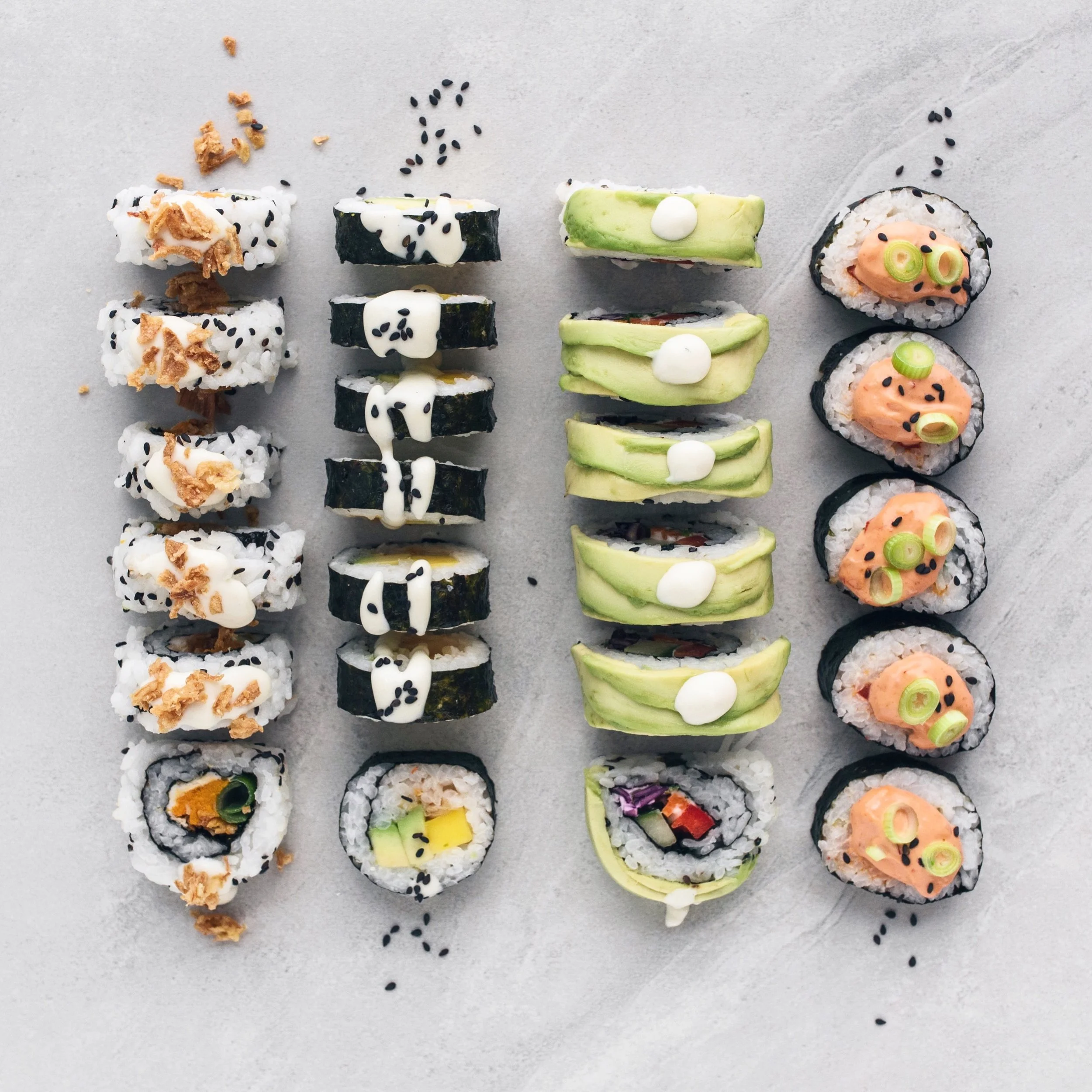 Hemmagjord vegansk sushi
