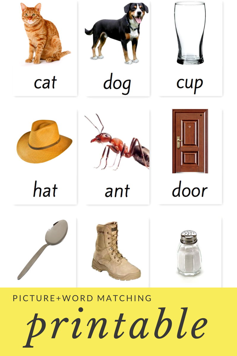 Beginning Word Matching Picture + Word Matching (Printable) — Mostly Montessori