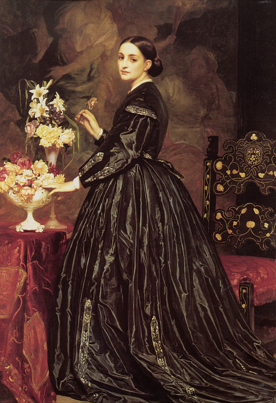 I found this painting on a feminist website. It was labeled, "Another Unambitious Woman." She is, in fact, Mrs. James Guthrie by the Victorian artist Lord Frederick Leighton . I cannot speak to her ambition.