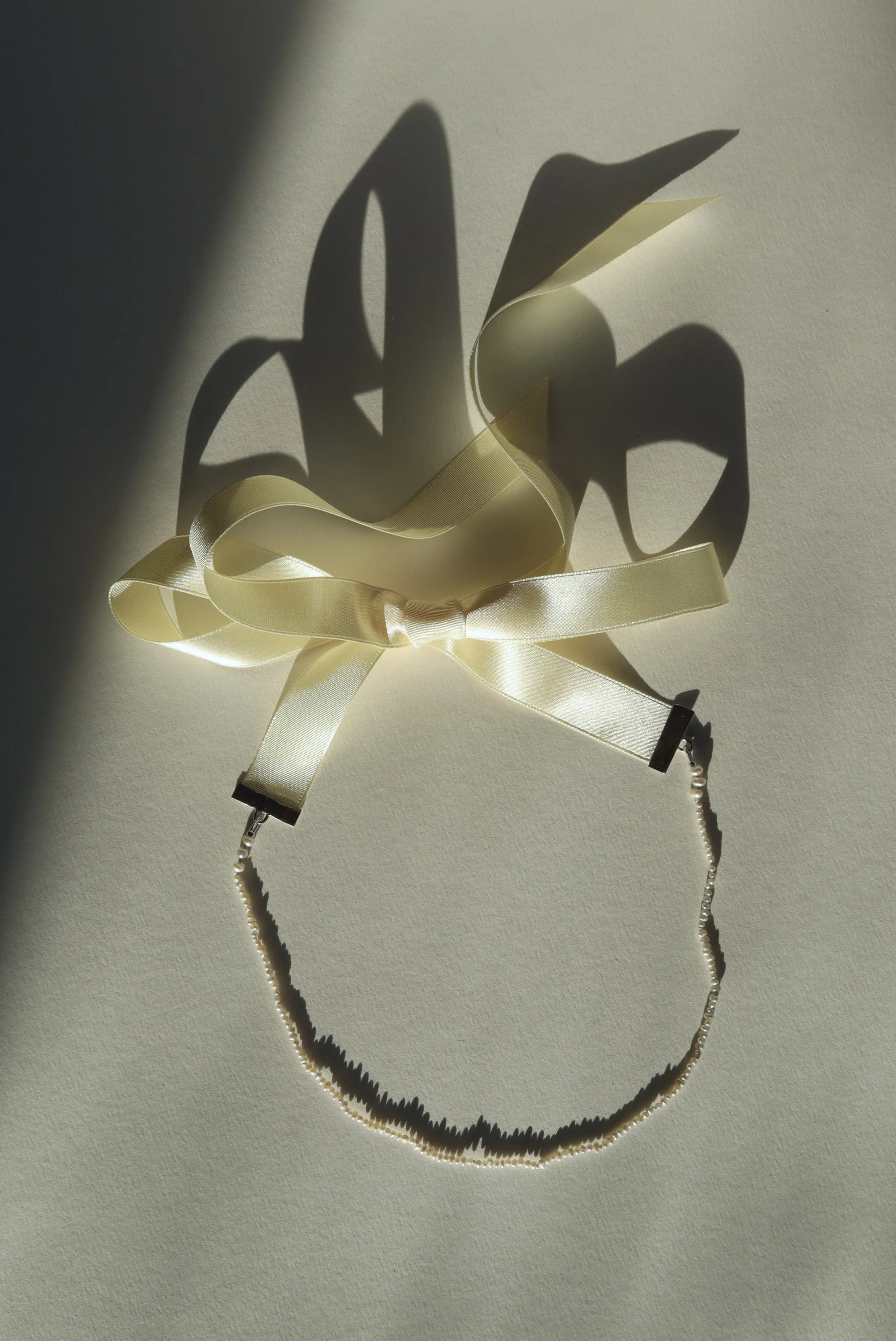 cream ribbon tiny pearl choker necklace Sophie Kissin Jewelry 3.JPG