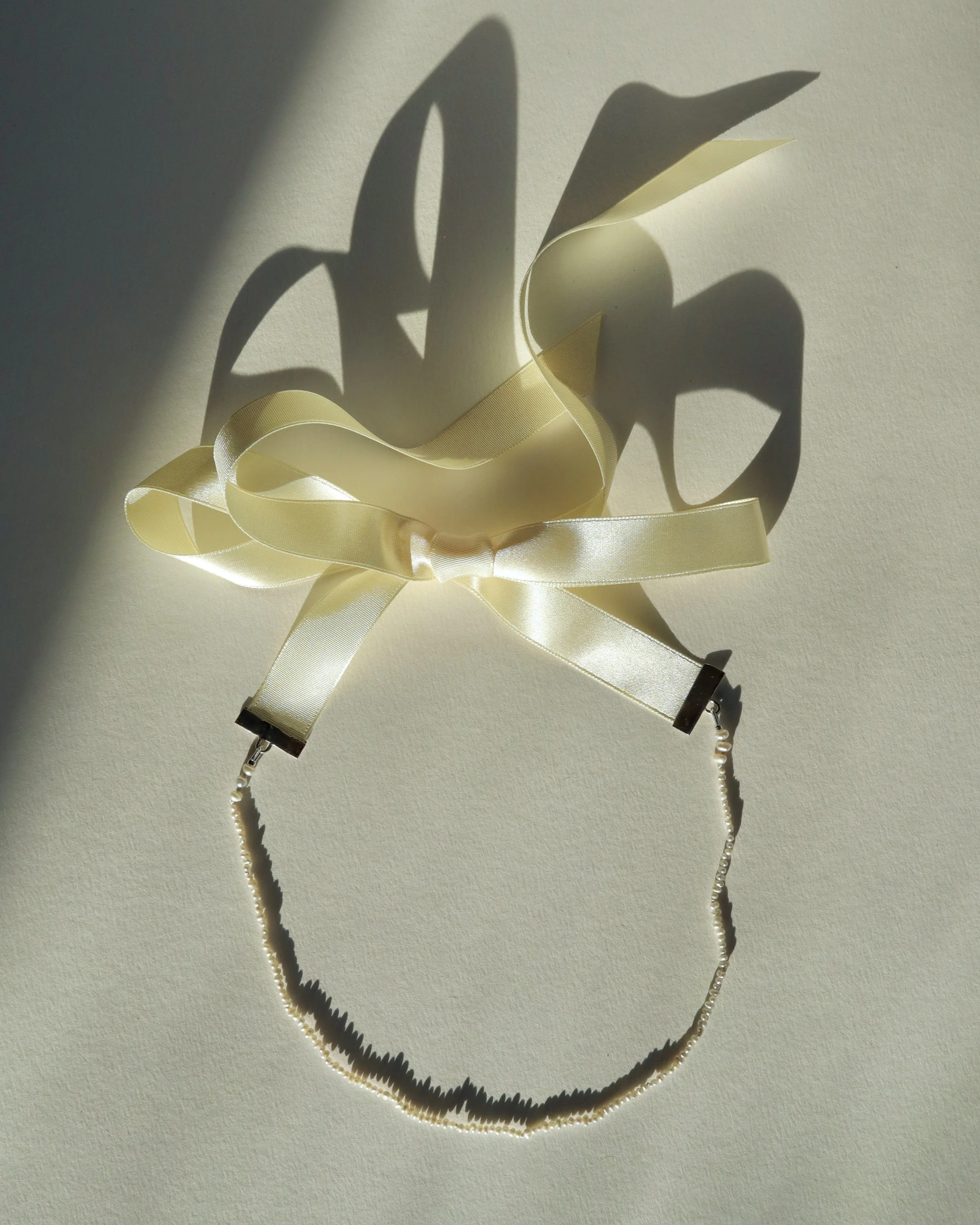cream ribbon tiny pearl choker necklace Sophie Kissin Jewelry 1.JPG