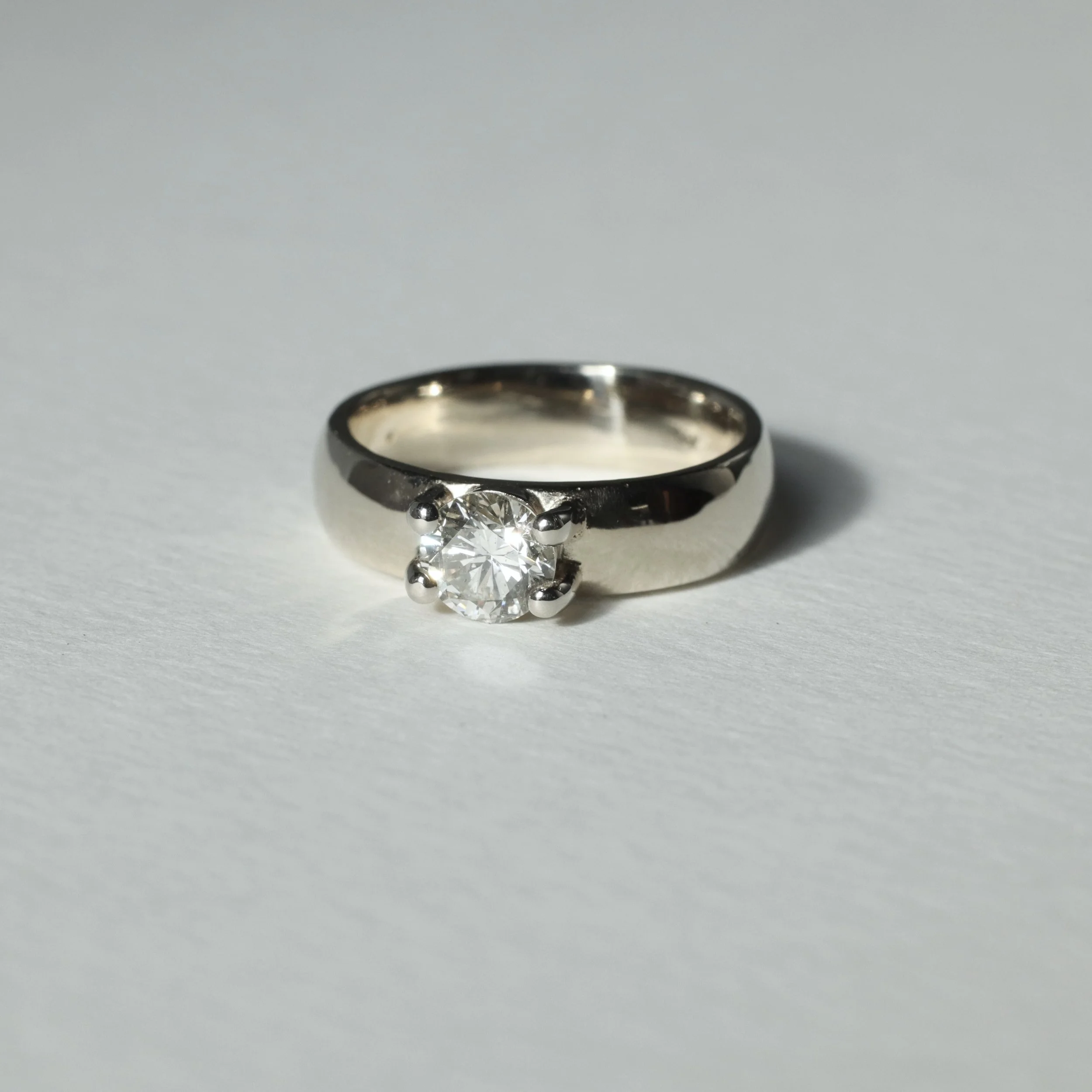 White gold solitaire heirloom diamond engagement ring for Tori