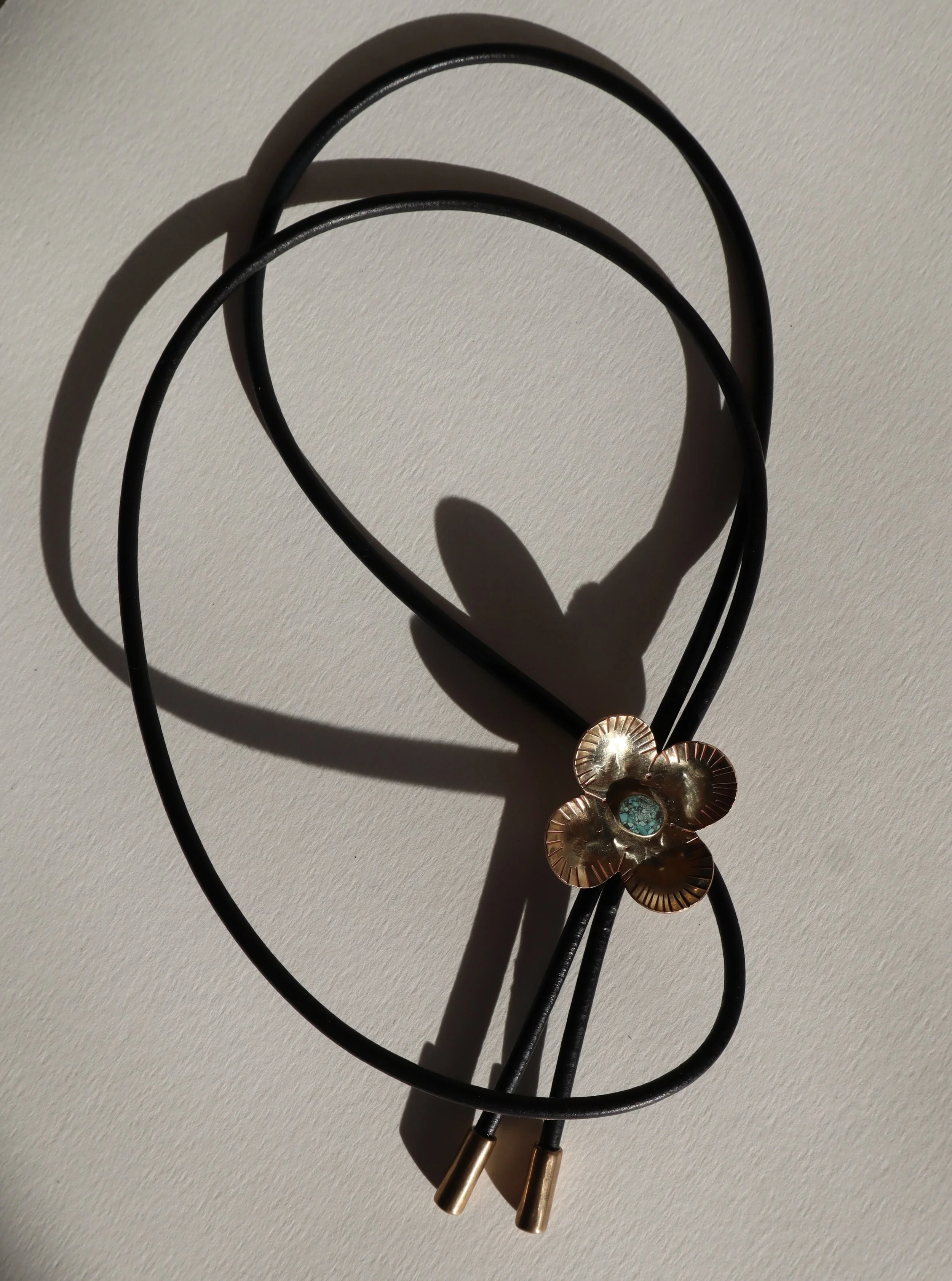 inlay turquoise flower bolo tie Sophie Kissin Jewelry 2.JPG