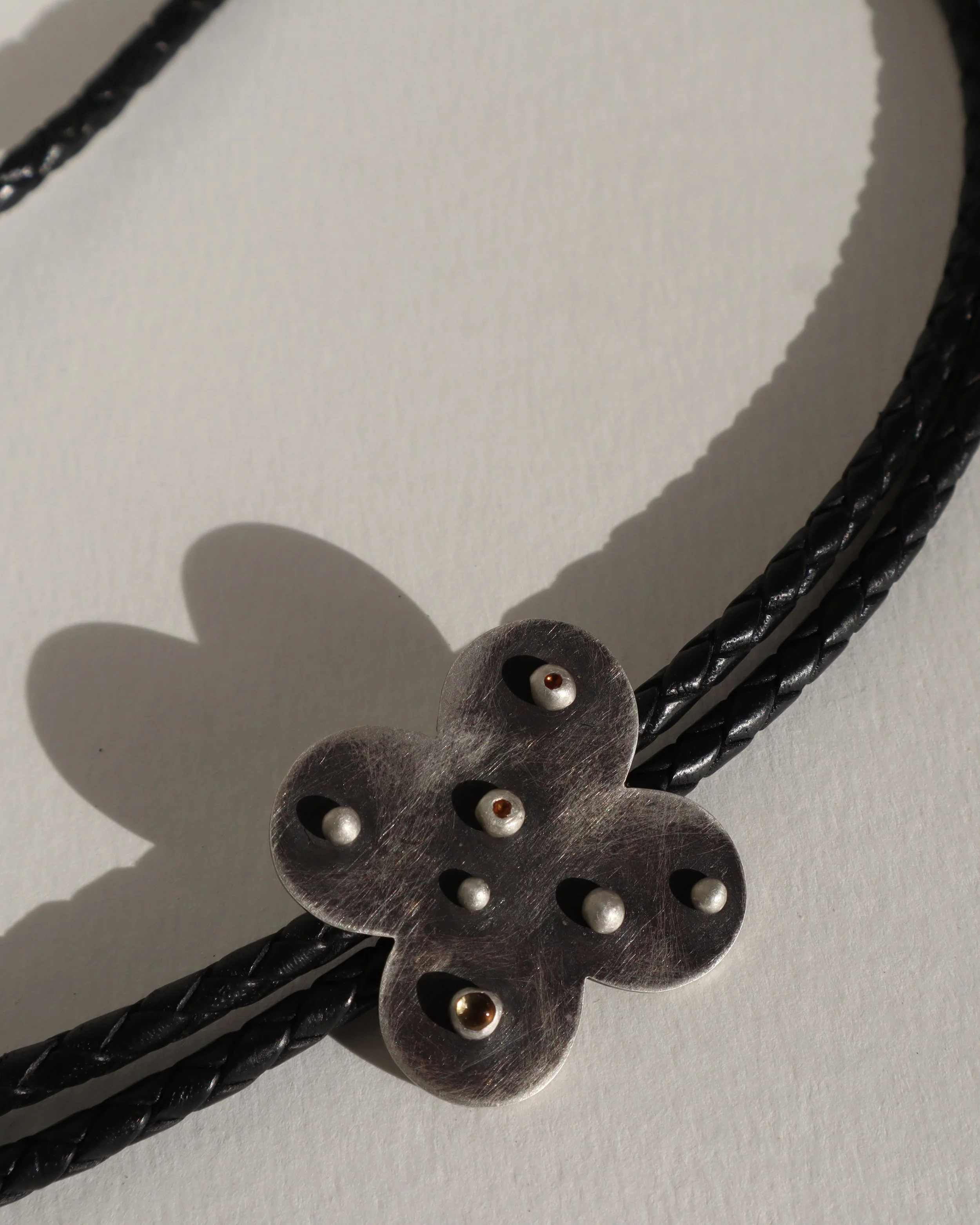 silver citrine quatrefoil bolo Sophie Kissin Jewelry 4.JPG