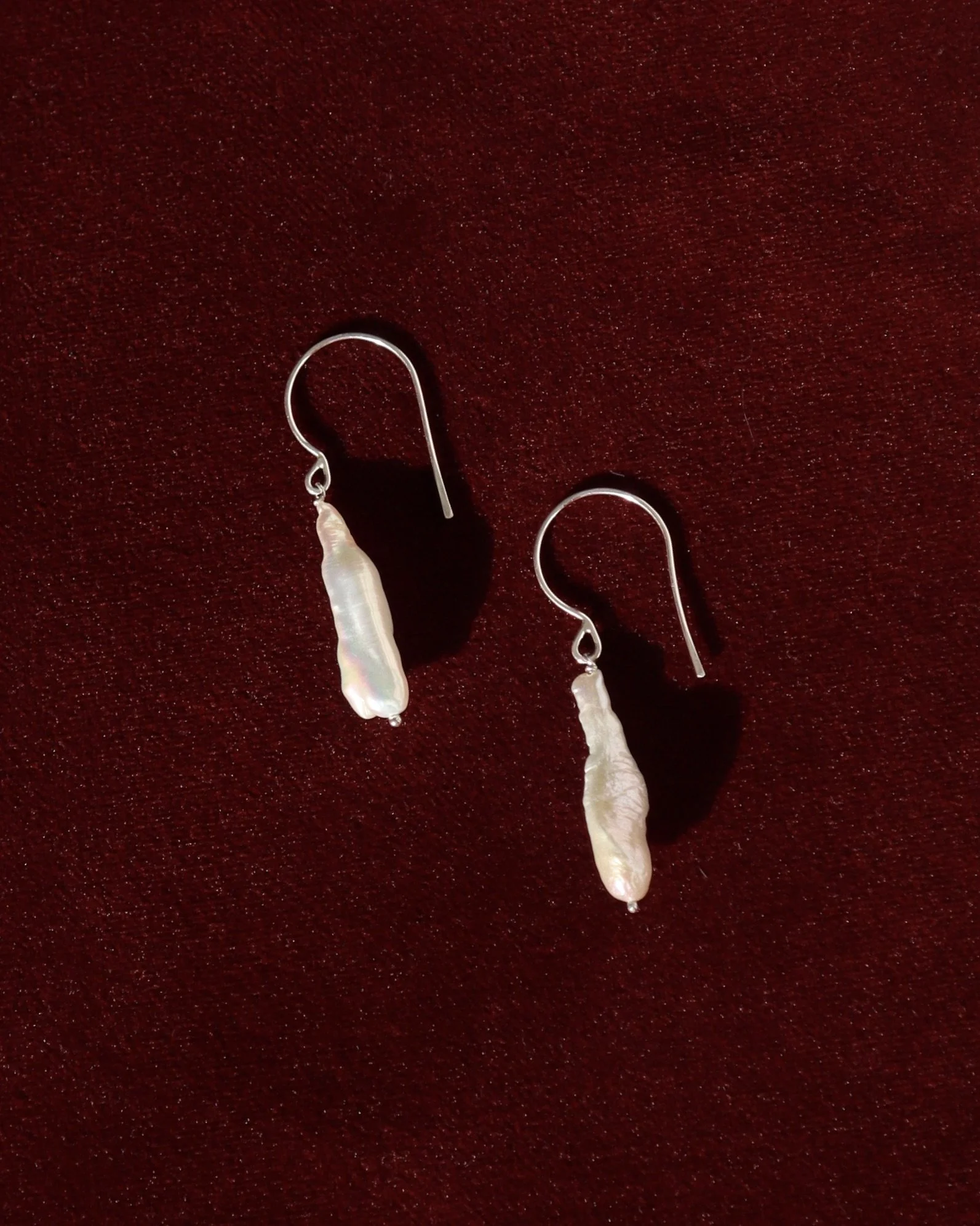 Oblong Keshi Pearl Dangle Earrings