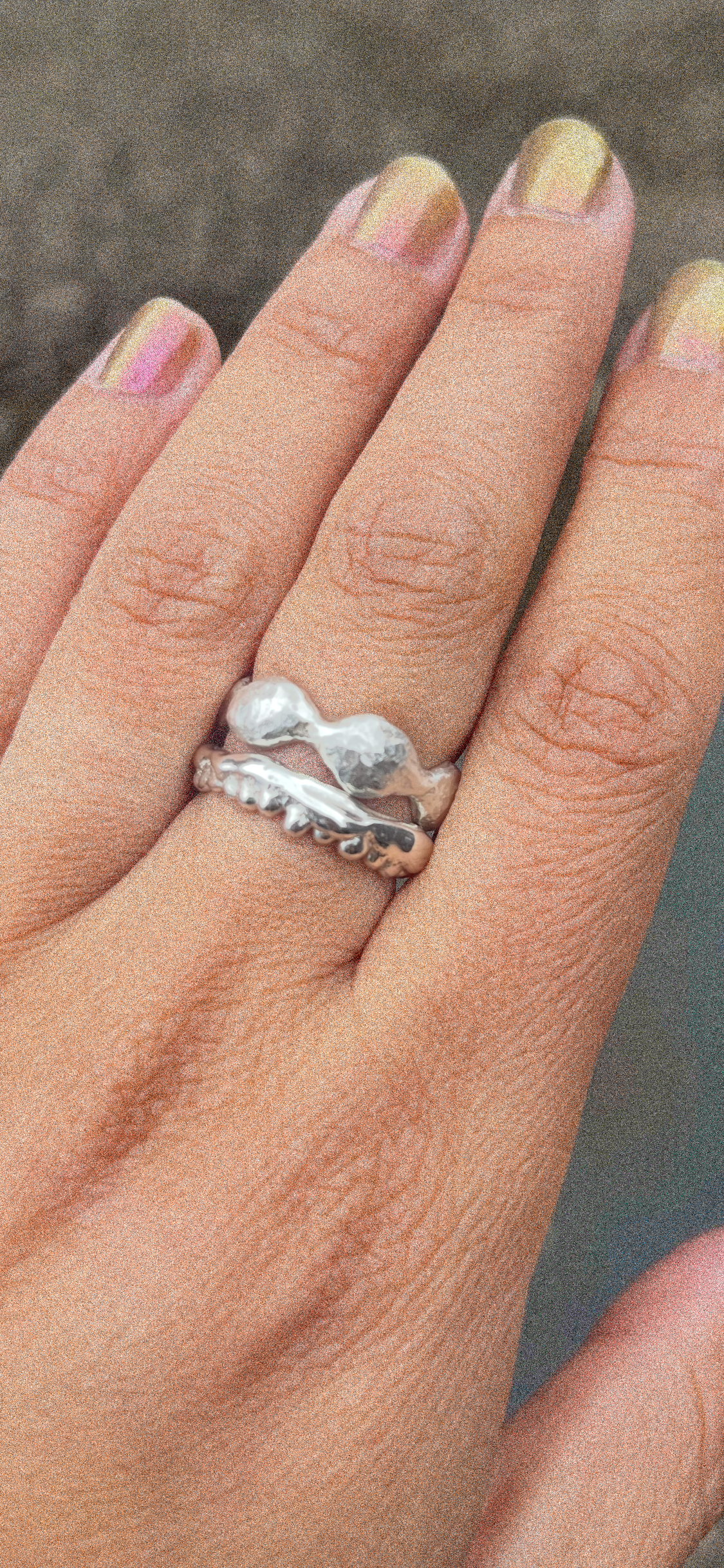 stacked sculptural sand cast rings Sophie Kissin Jewelry.PNG