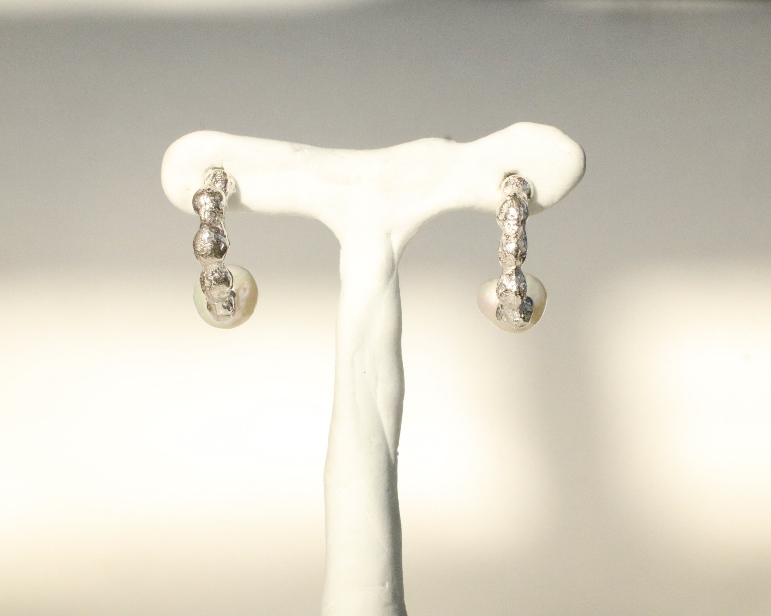 sand cast bubble pearl hoops Sophie Kissin Jewelry 2.JPG