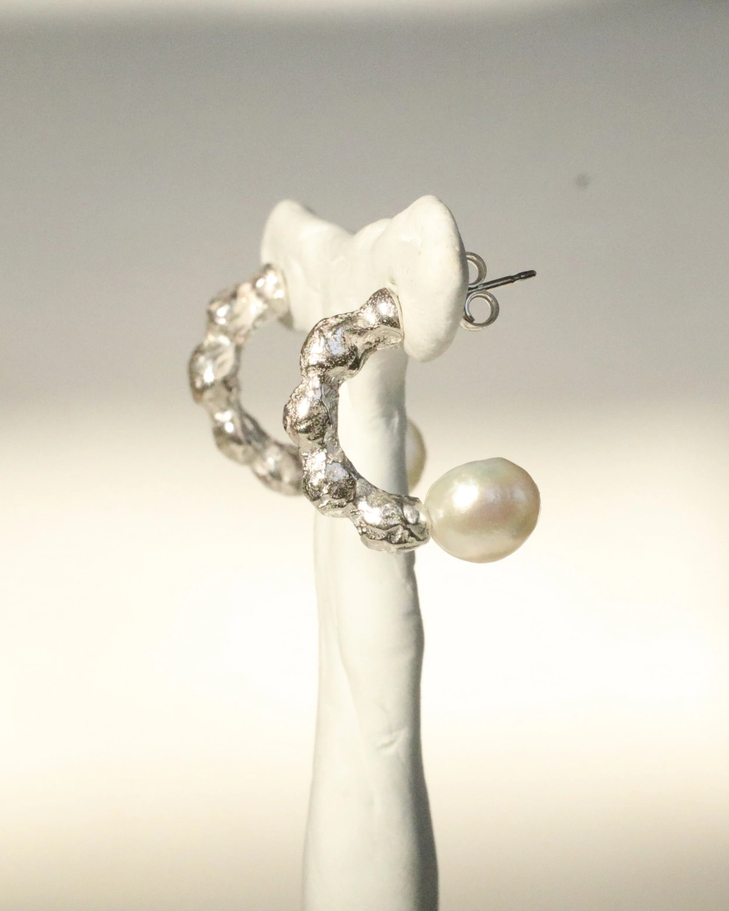 sand cast bubble pearl hoops Sophie Kissin Jewelry 4.JPG