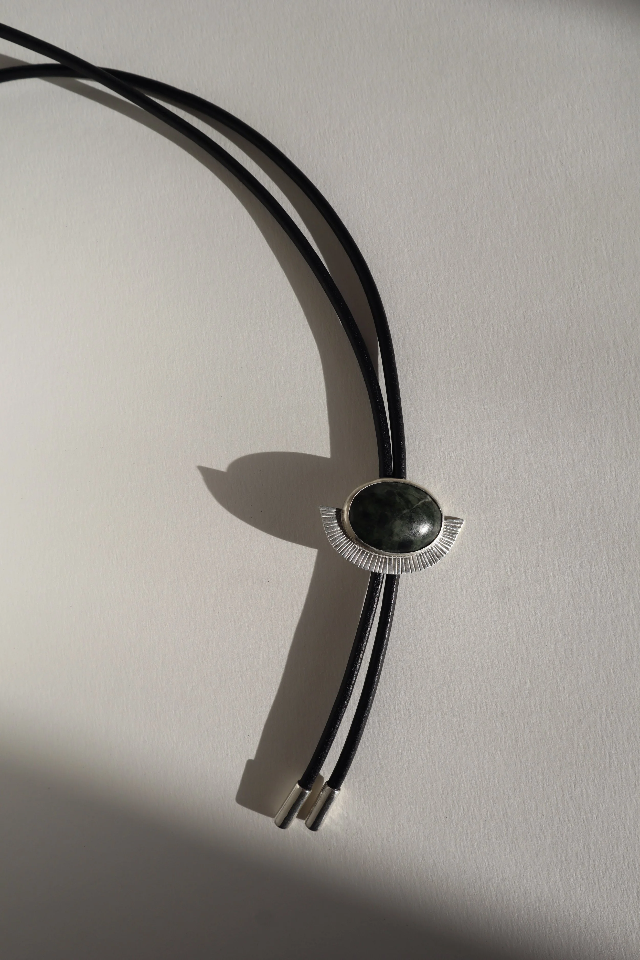 green jasper bolo tie silver SOphie Kissin Jewelry 4.JPG