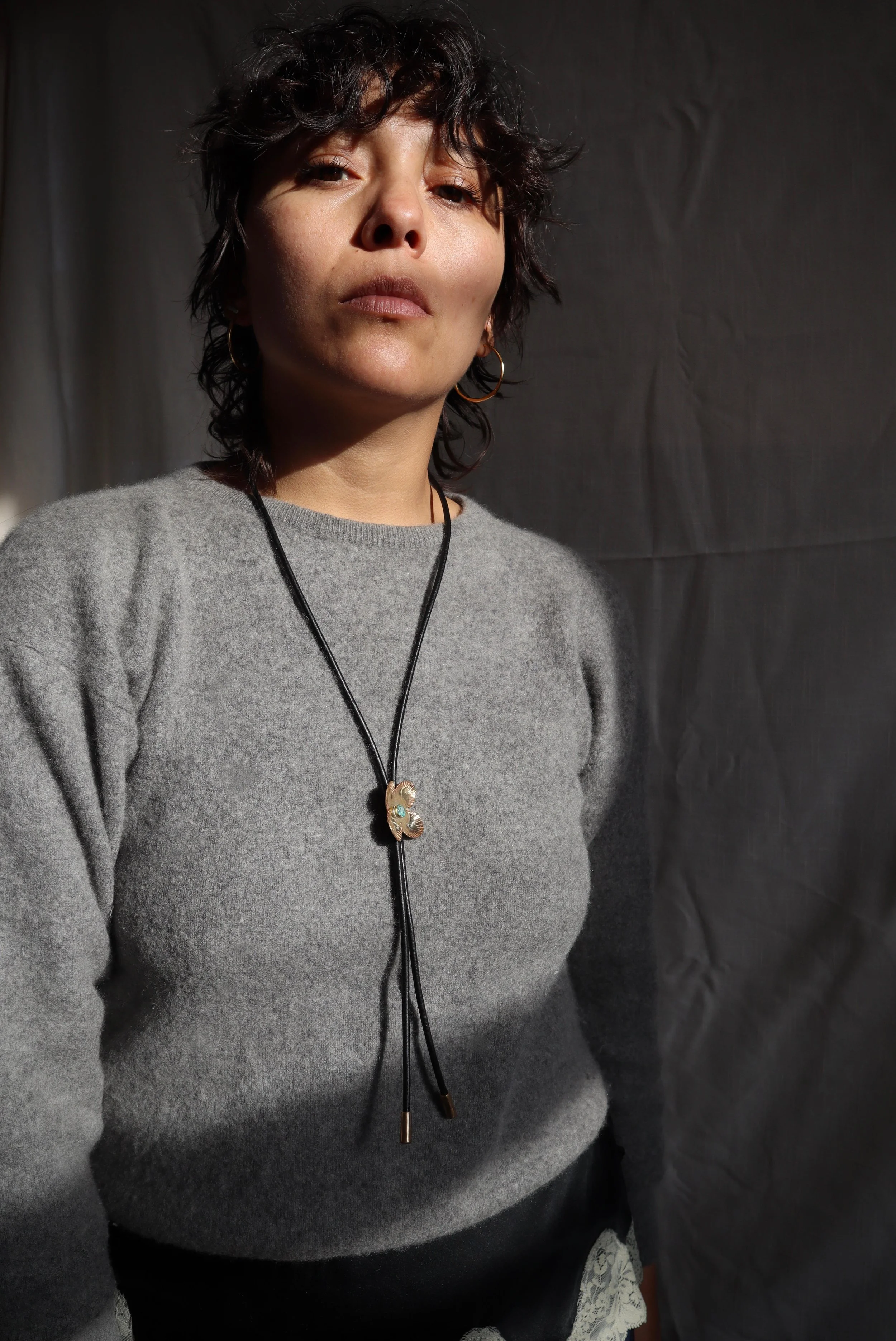 inlay turquoise flower bolo tie Sophie Kissin Jewelry 5.jpeg