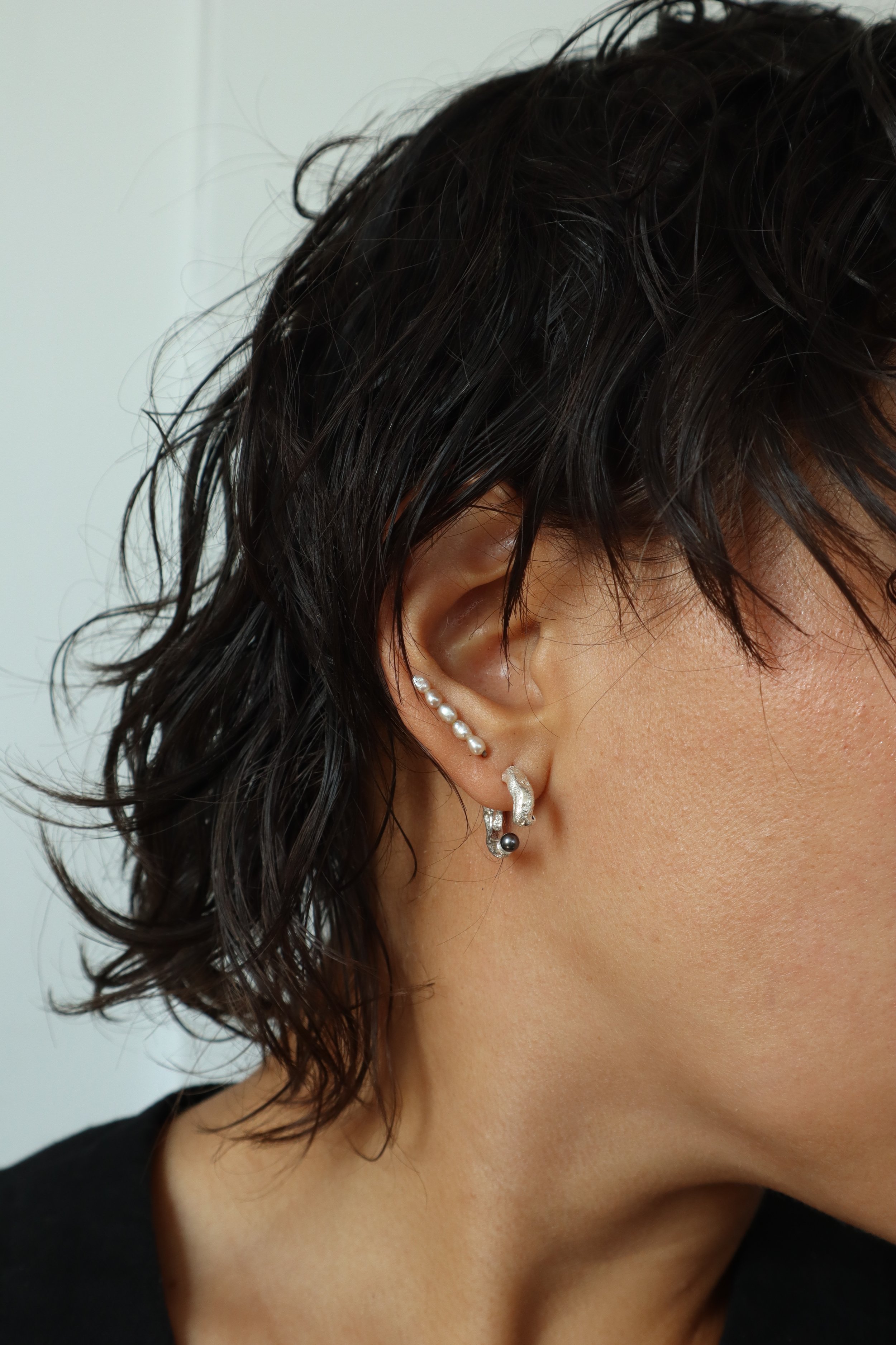 organic sandcast black pearl hoops SOphie Kissin Jewelry2.JPG