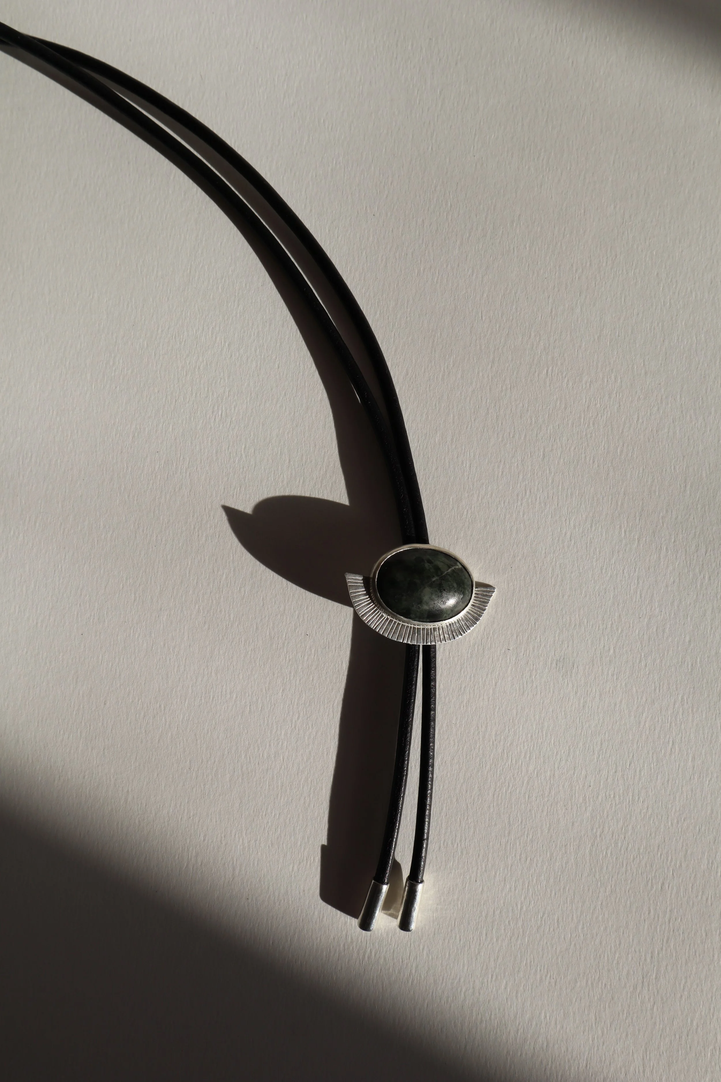 green jasper bolo tie silver SOphie Kissin Jewelry 3.JPG