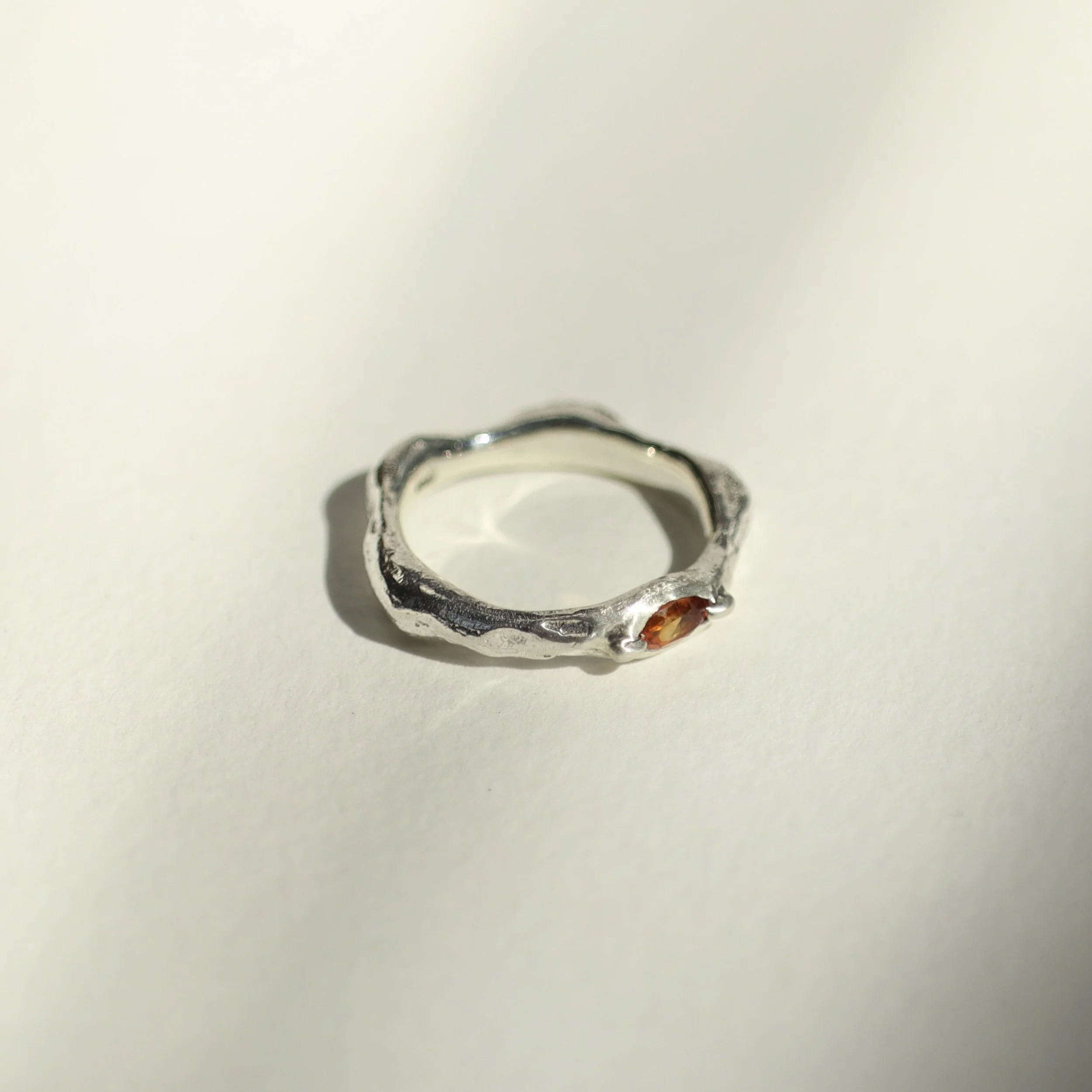 Silver Sculpted Citrine Ring