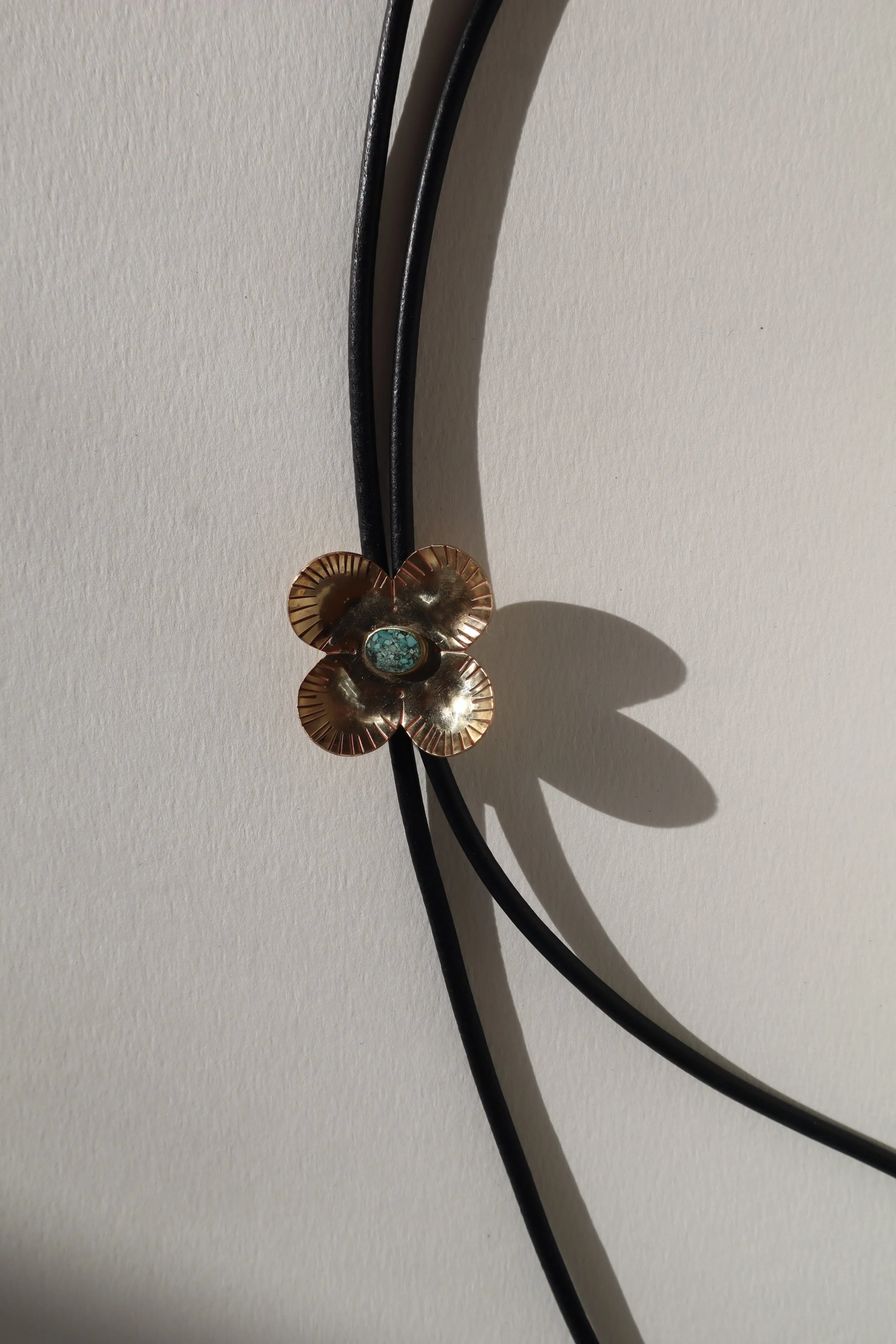 inlay turquoise flower bolo tie Sophie Kissin Jewelry 6.JPG