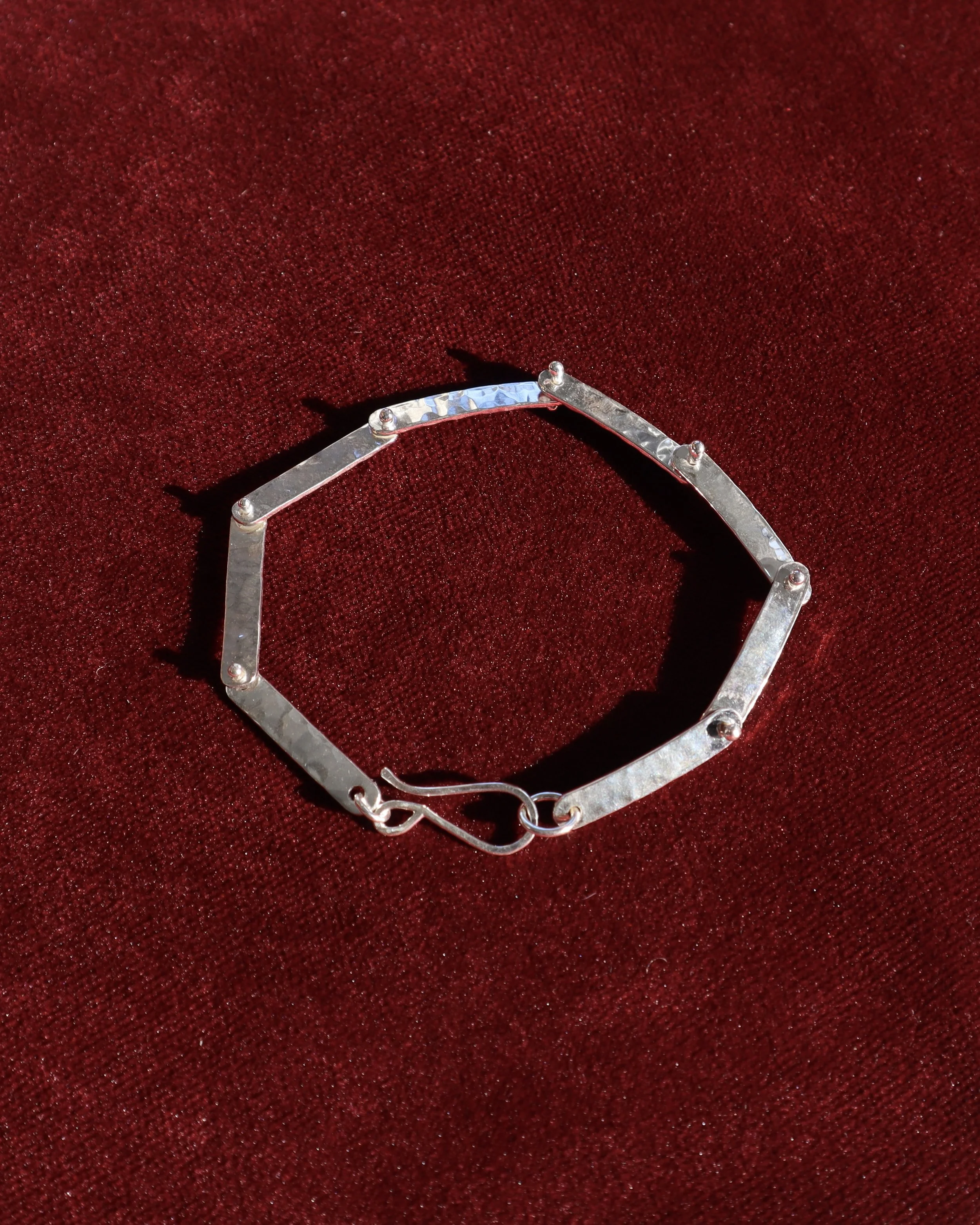 Hammered Silver Link Bracelet