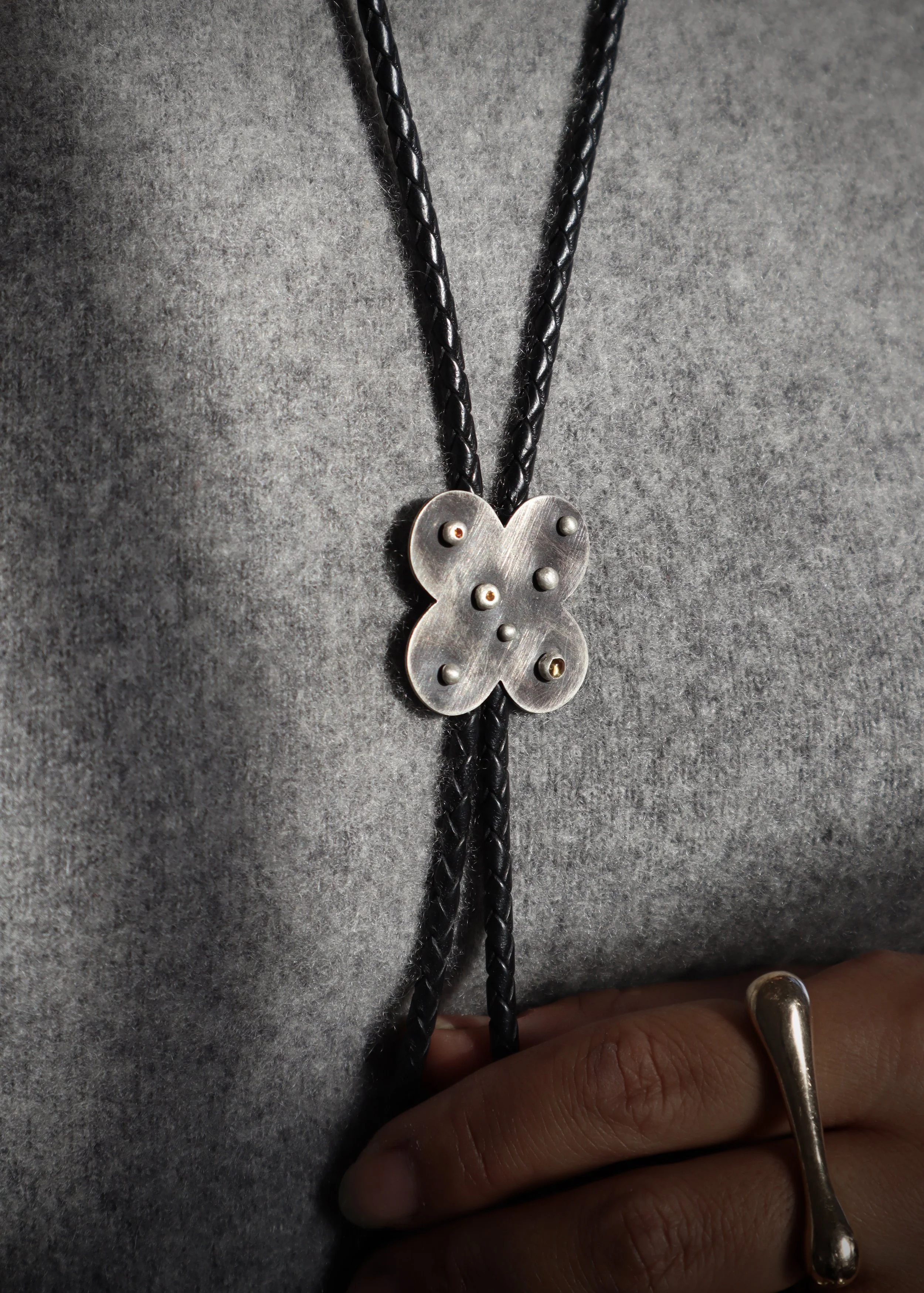 silver citrine quatrefoil bolo Sophie Kissin Jewelry 2.JPG