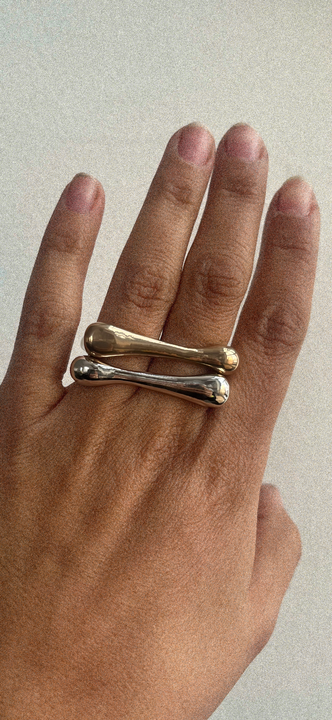 Stacked bronze and silver double buble rings Sophie Kissin Jewelry.PNG