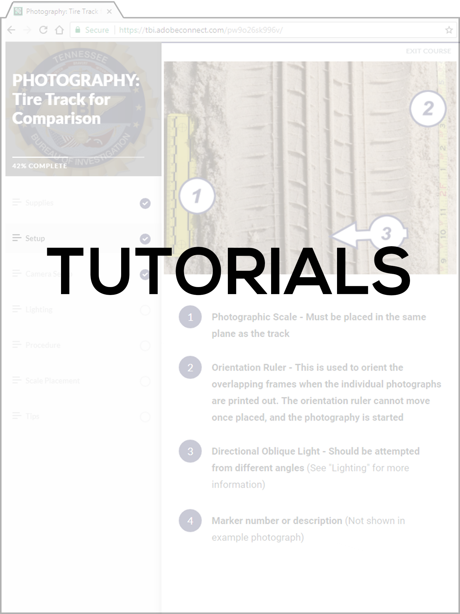 These tutorials are intended for in the field and not meant to be used in lieu of advanced training on the particular subject matter. CLICK HERE