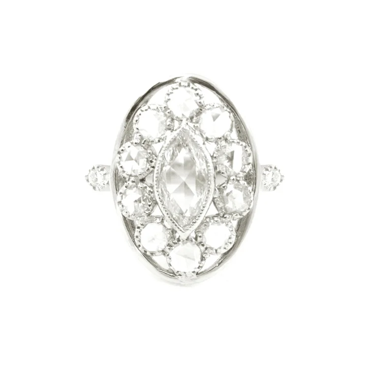 rose cut marquis diamond ring