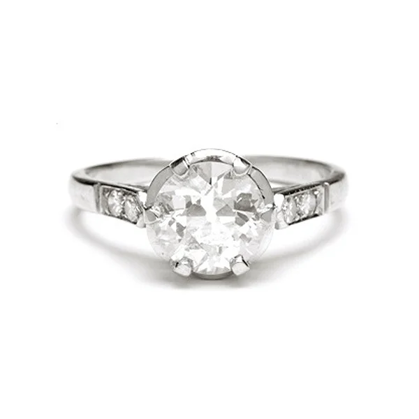 5 Prong Vintage Inspired Platinum Diamond Ring