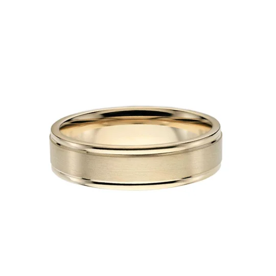 Double Ridge Wedding Band in Yellow Gold