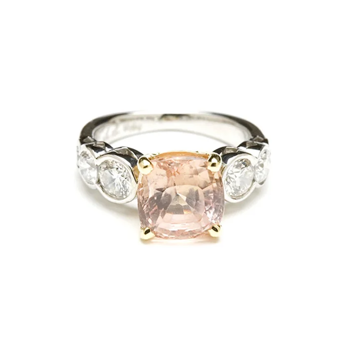Padparadscha Sapphire and Diamond ring 