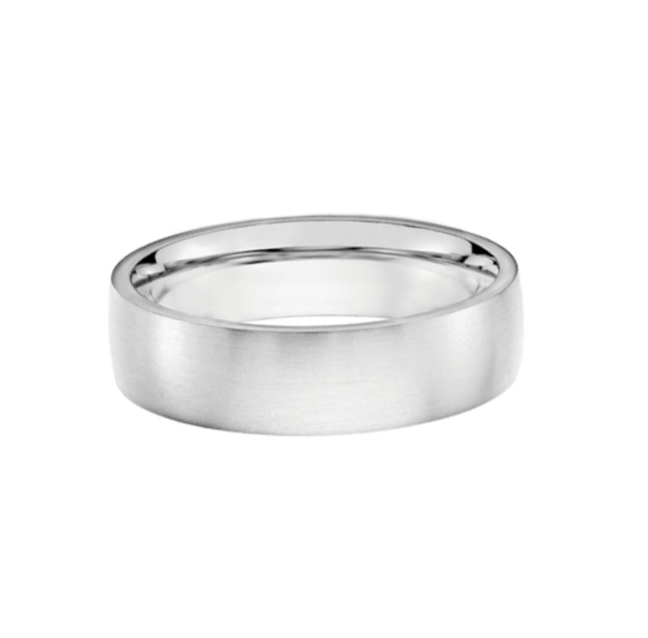Slightly Domed 6mm Band In Platinum