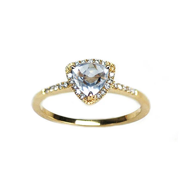 Blue Diamond and Pave Trillion Ring