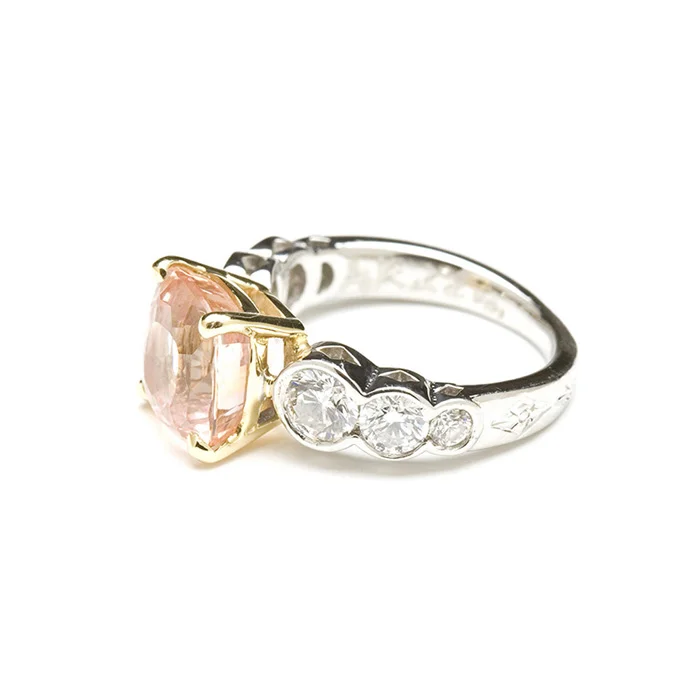 Padparadscha Sapphire and Diamond Ring