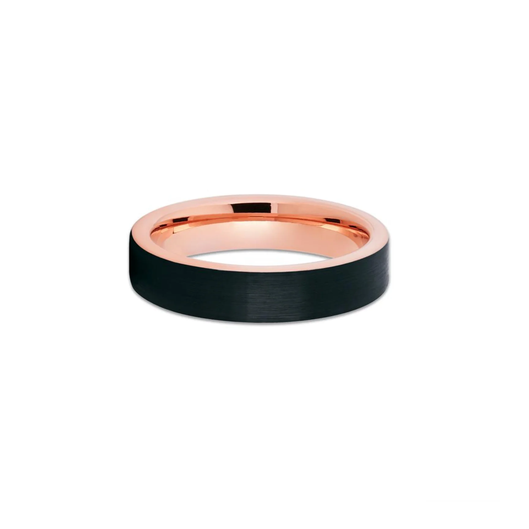 Rose Gold Tungsten Wedding Band Black Brushed 5mm