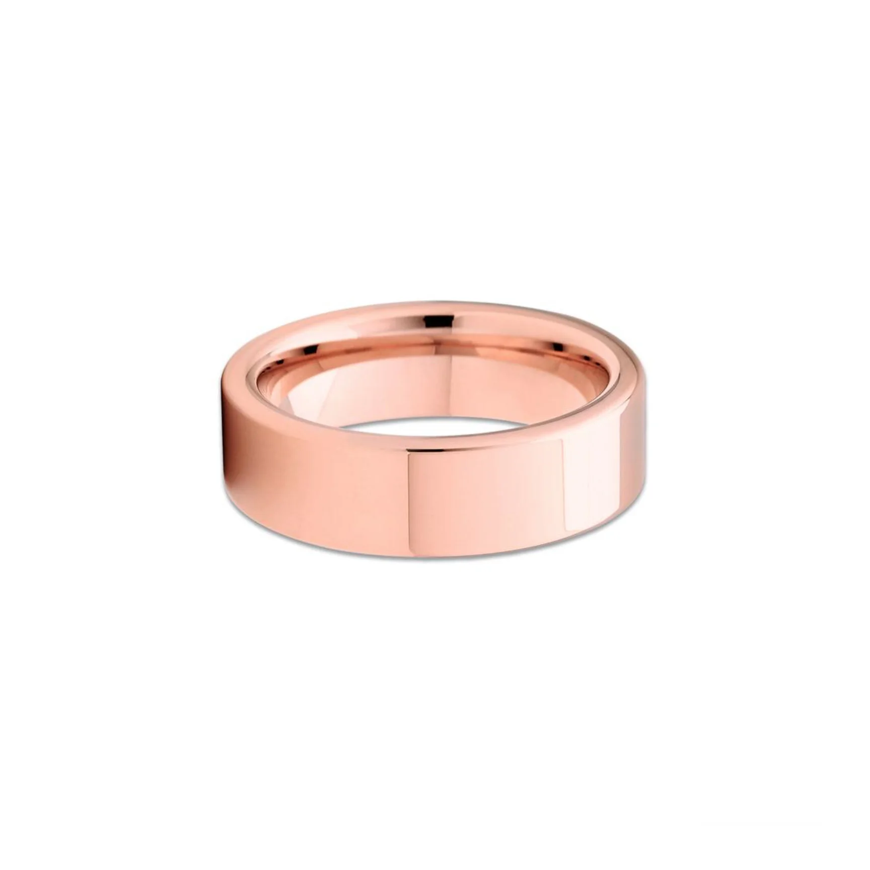 Rose Gold Tungsten Band Shiny Polish 6mm