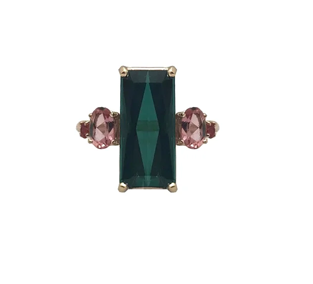 Tourmaline Rectangle + Sapphire 