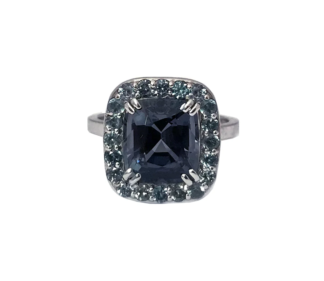 Blue Spinel + Blue Grey Sapphire Ring