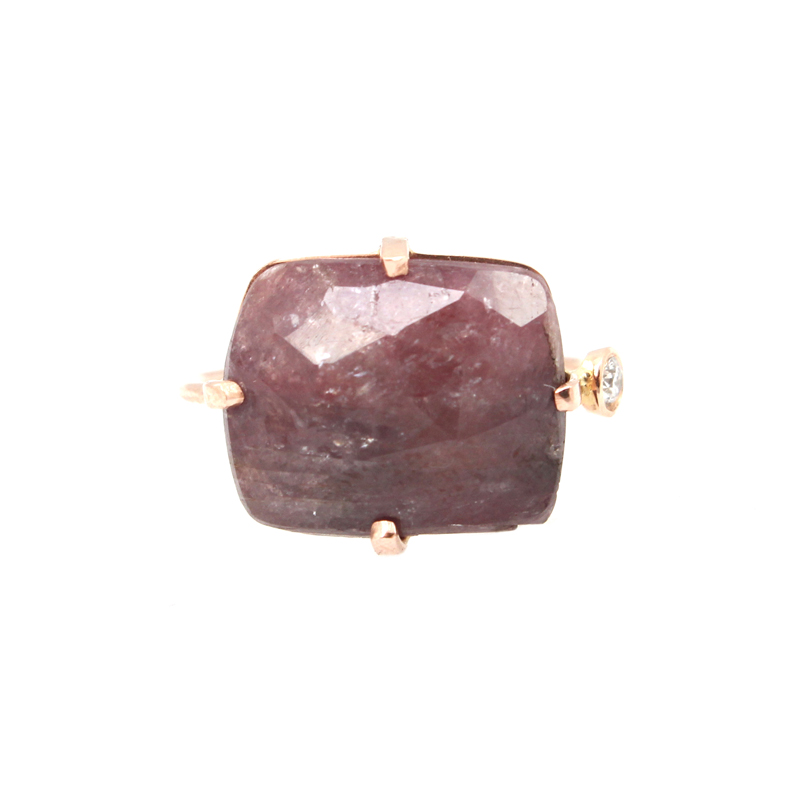 Purple Sapphire Ring with Diamond