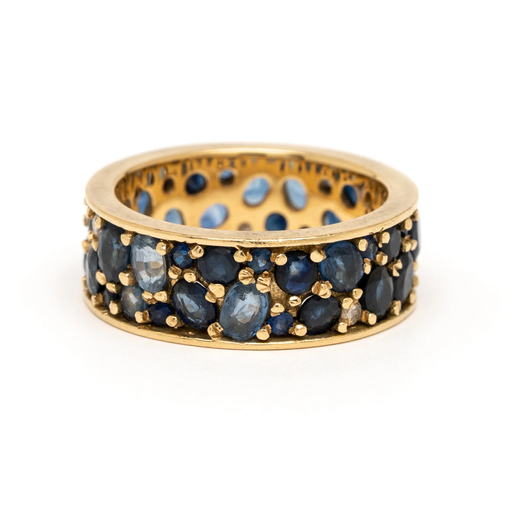 Blue Sapphire Diamond Celestial Band Ring YG Front.jpg