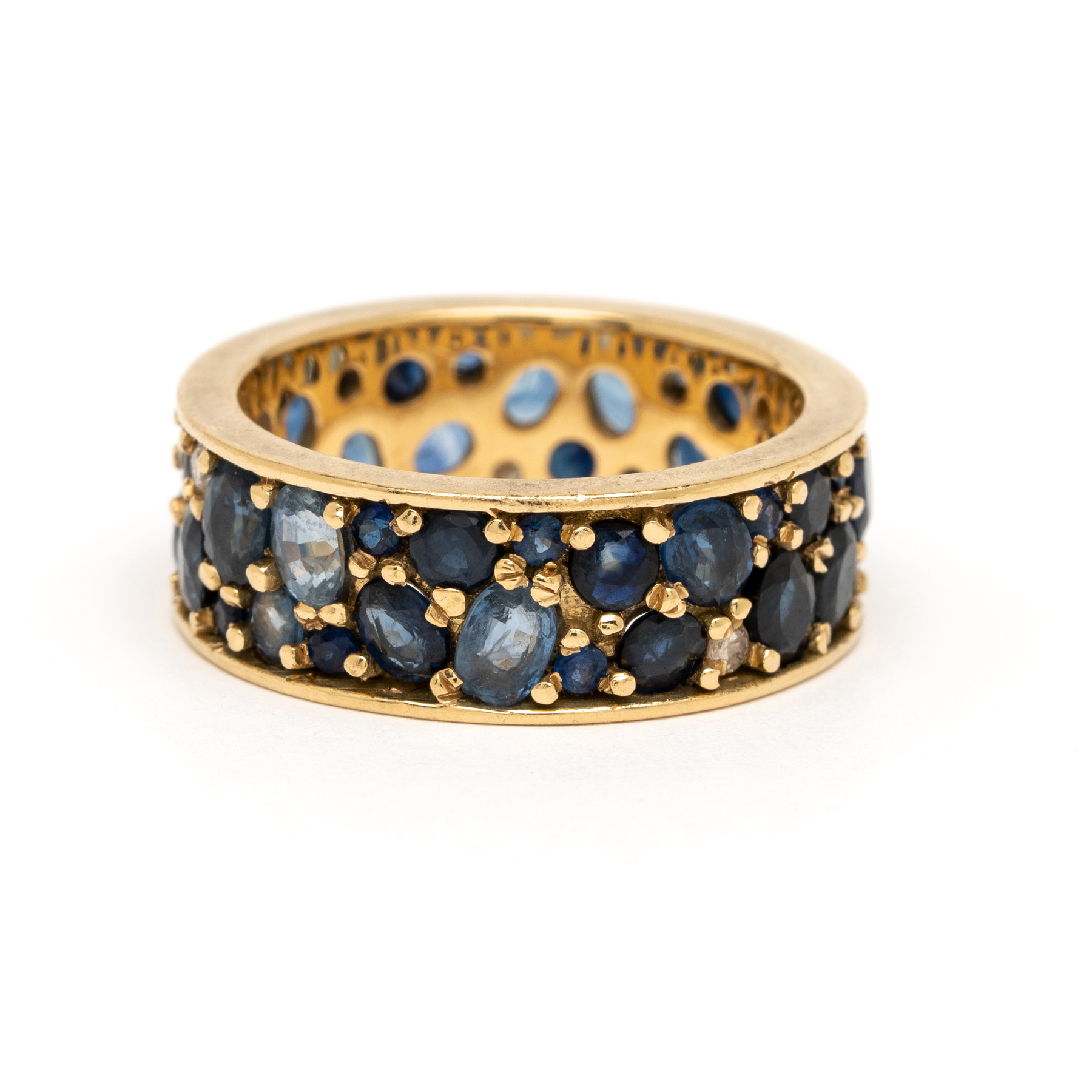 Blue Sapphire Diamond Celestial Band Ring YG Front.jpg