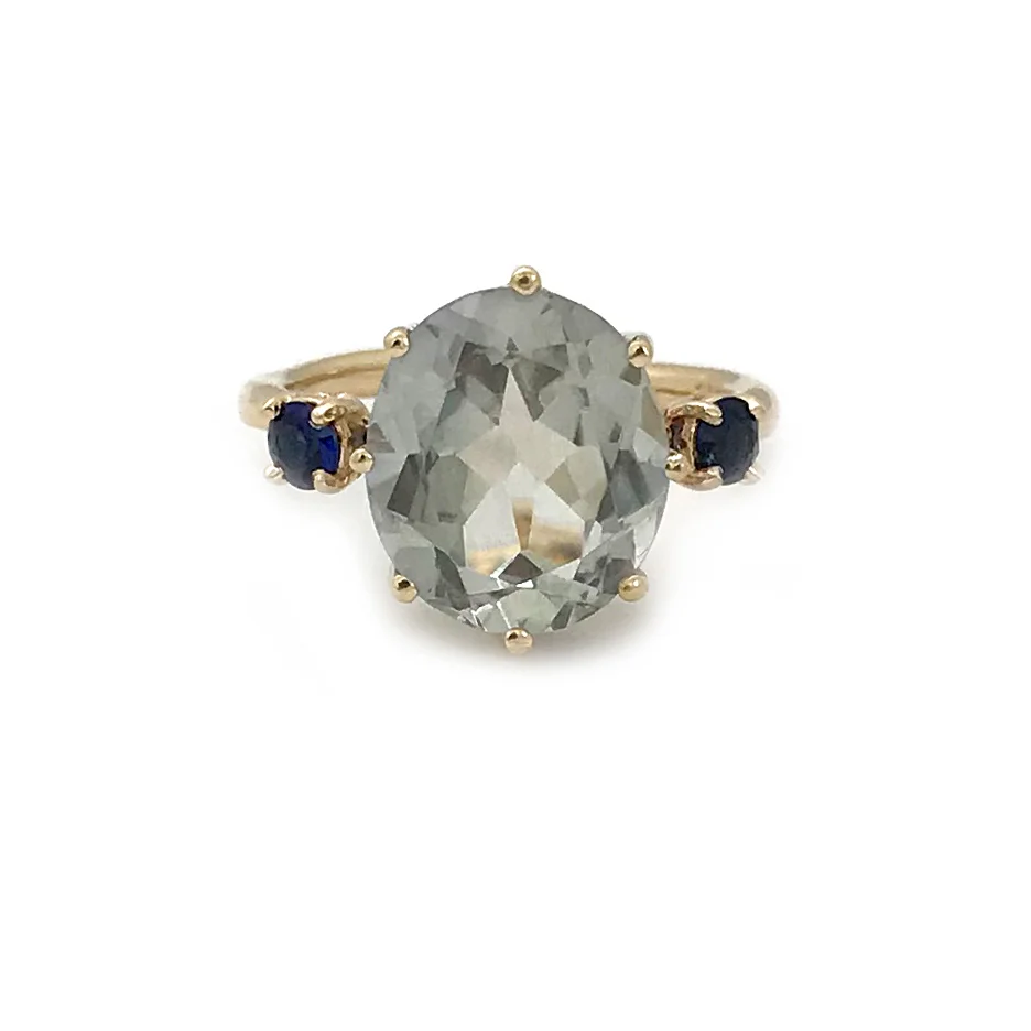 Aquamarine + Blue Sapphire Ring