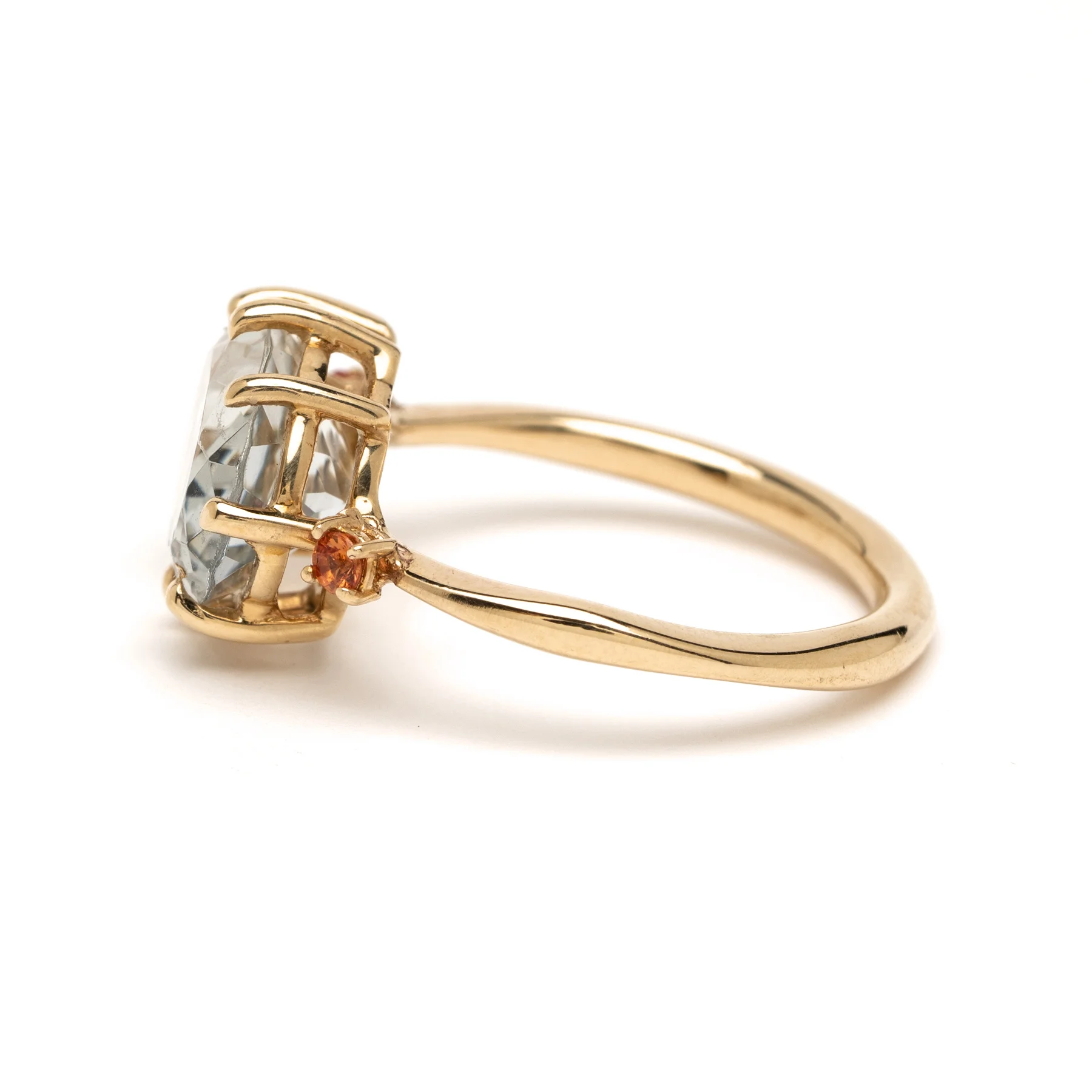 Aquamarine 8 Prong Orange Sapphire YG Ring Side.jpg