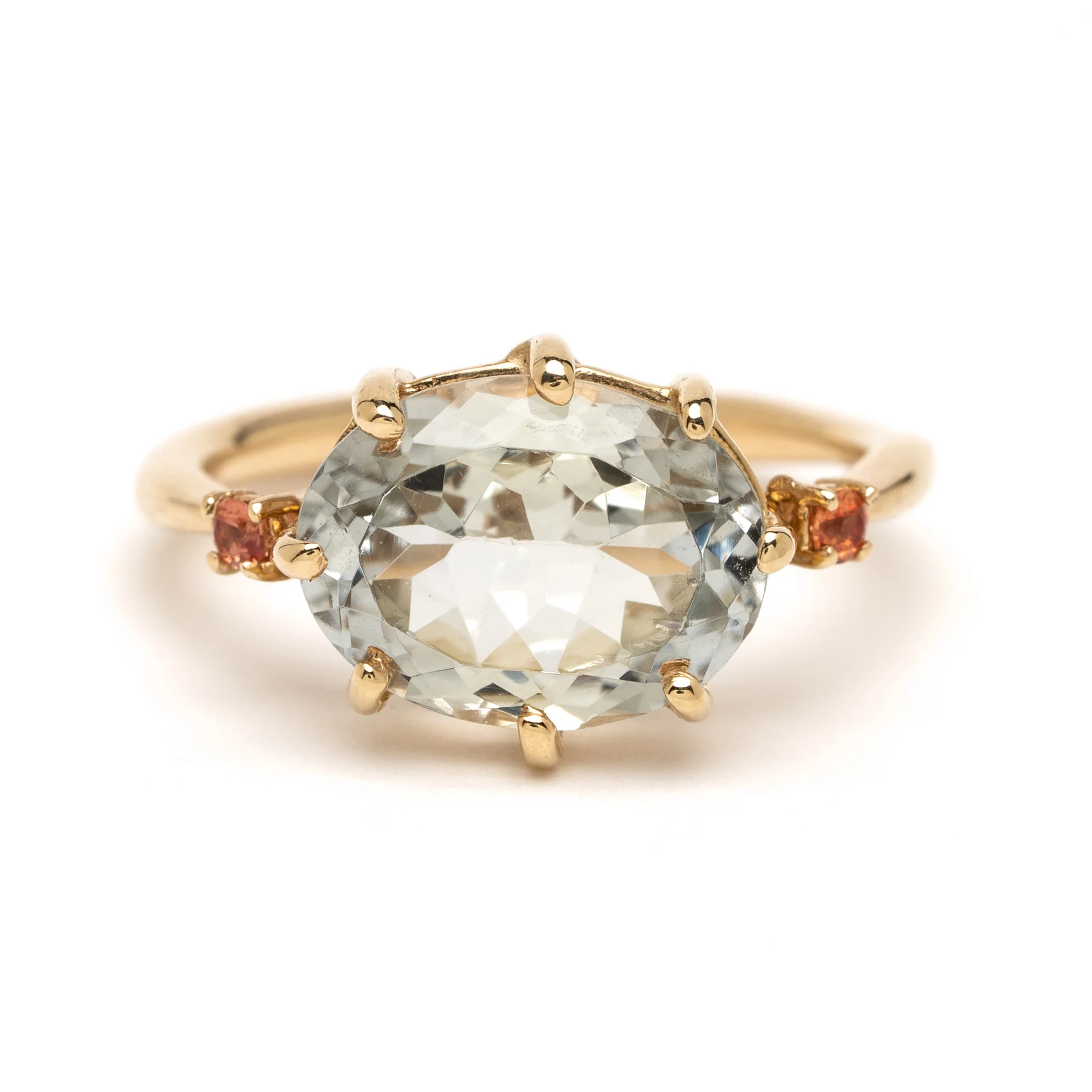 Aquamarine + Orange Sapphire Ring