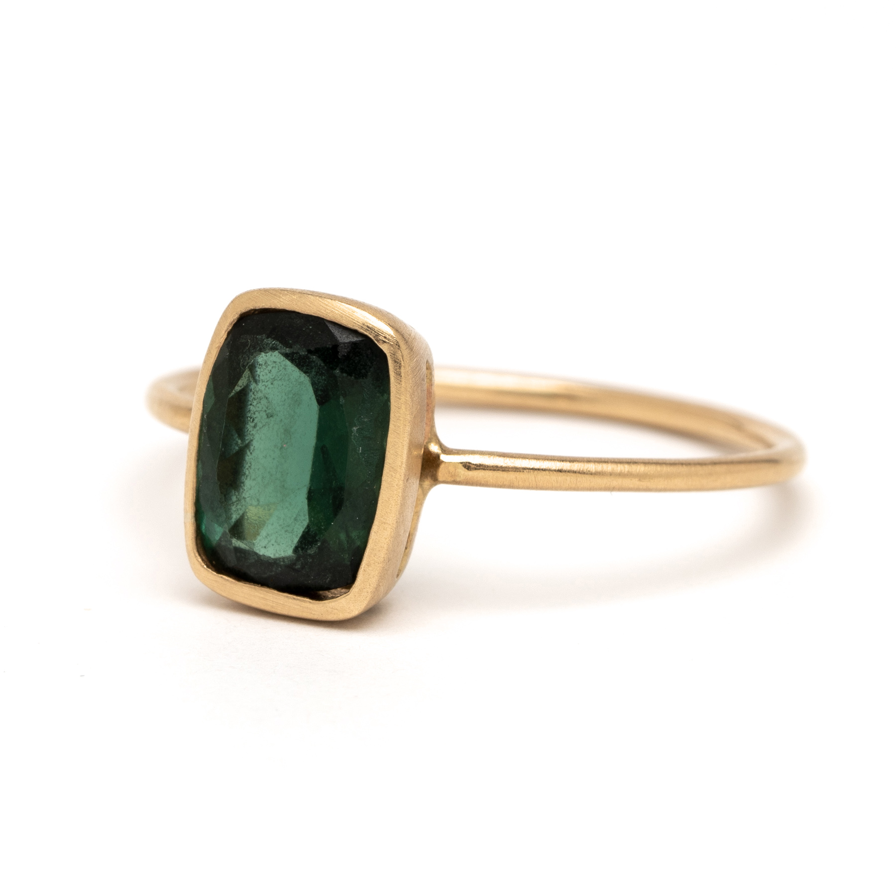 Green Tourmaline Rectangle Thin Band Stacker Ring YG Angle.jpg