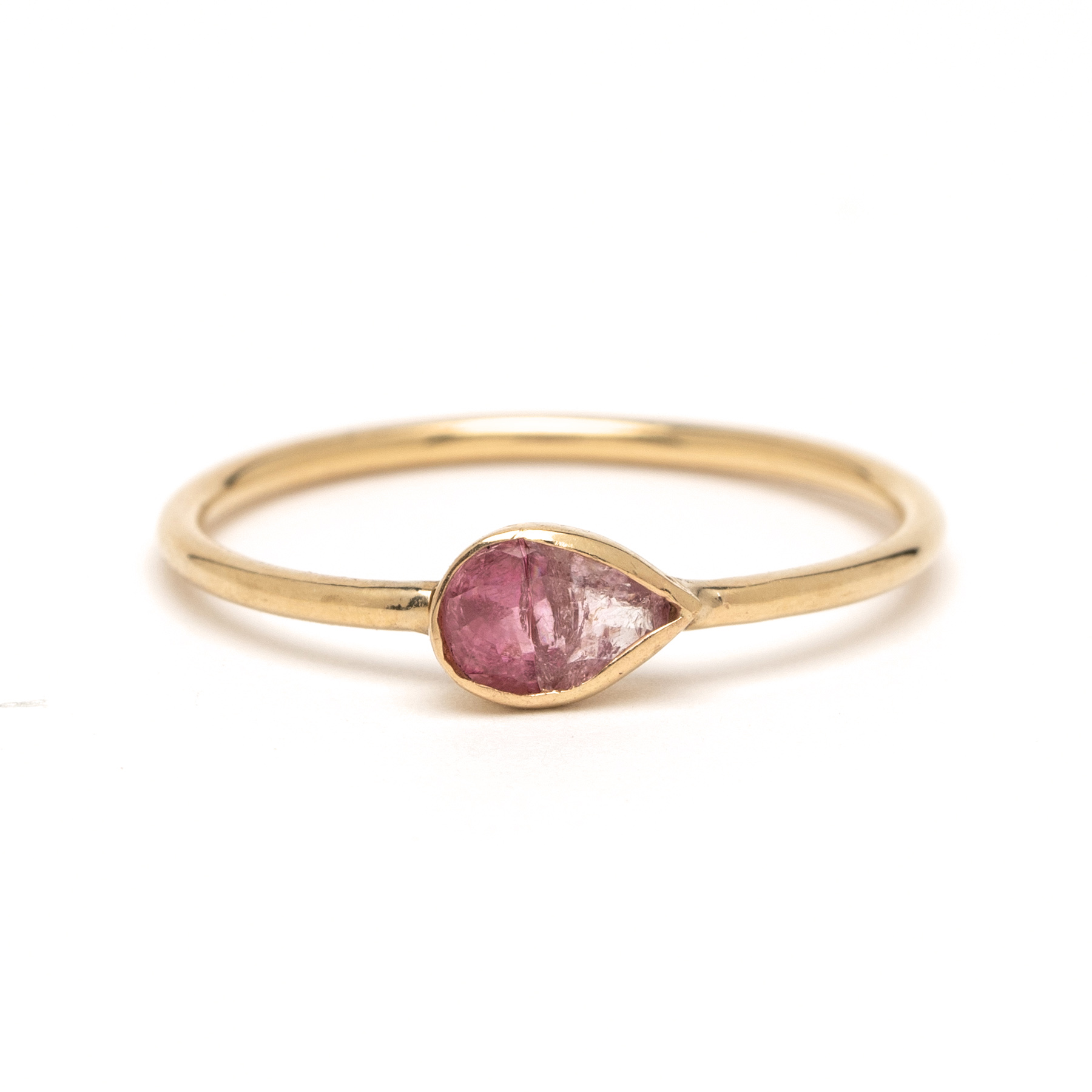 Pear Pink Sapphire Pinky Ring YG Front.jpg